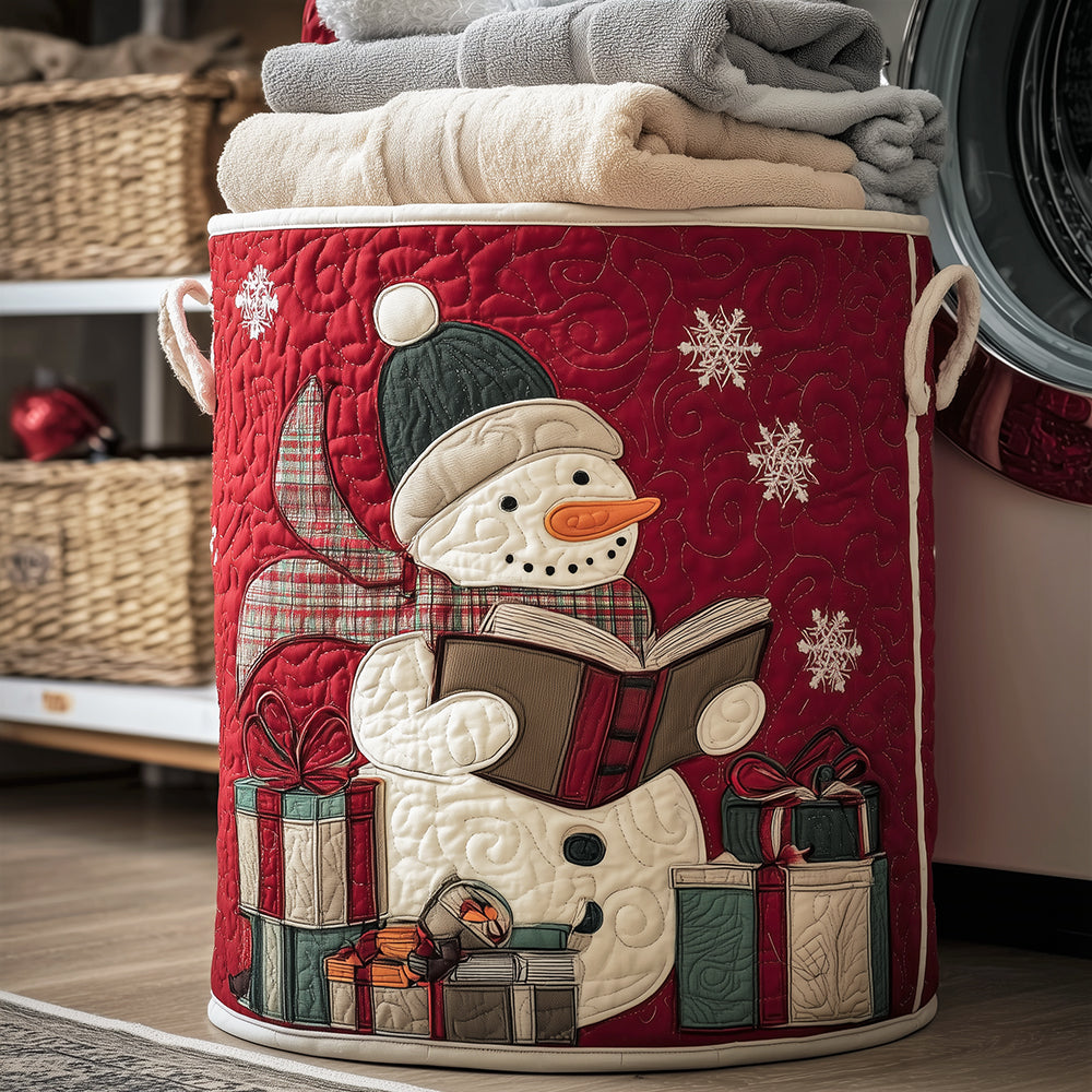Bookish Snowman Quilted Laundry Basket Good Laundry Baskets Family Xmas Ideas