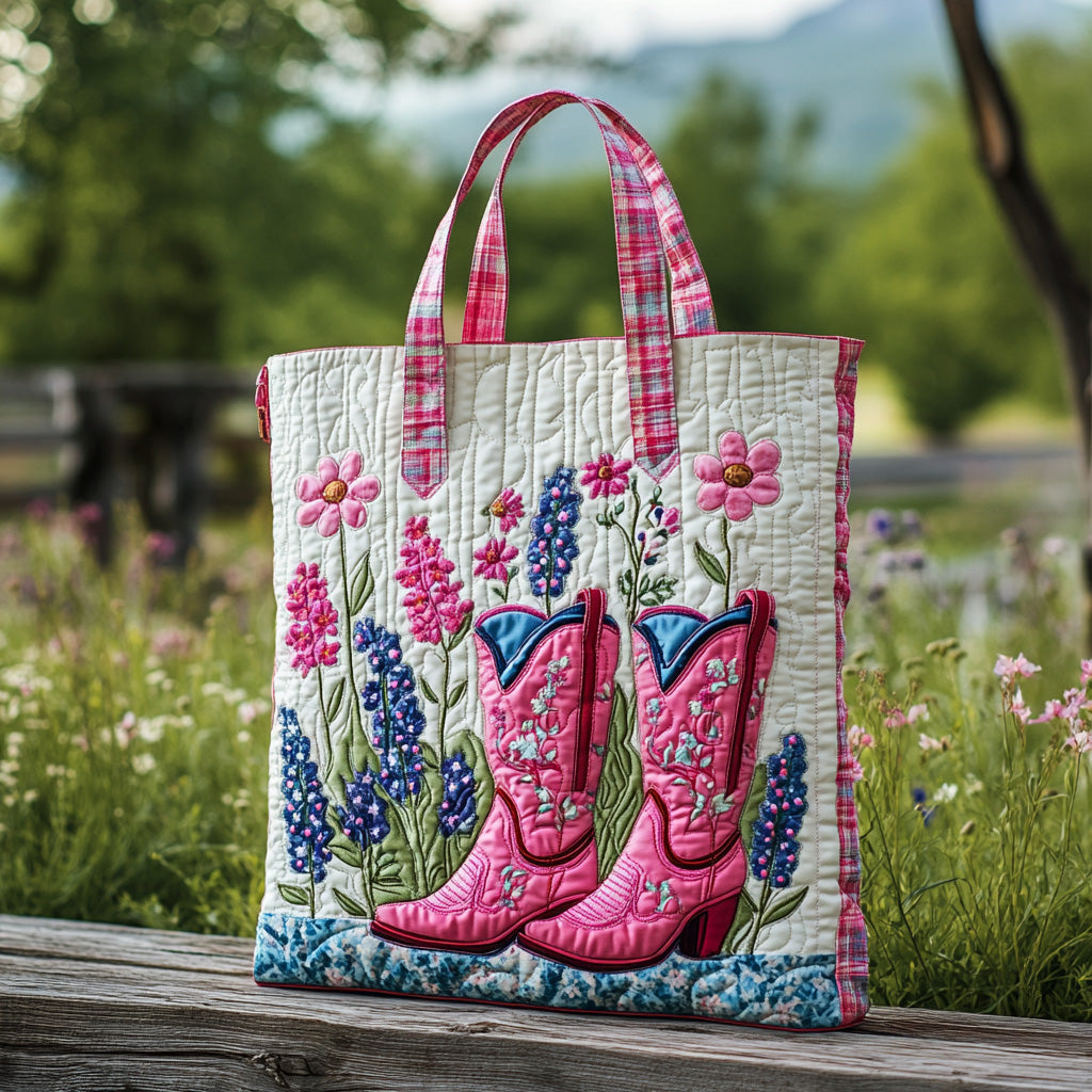 Boots Blossoms Quilted Tote Bag Best Tote Bag Mother's Day Ideas For Wife
