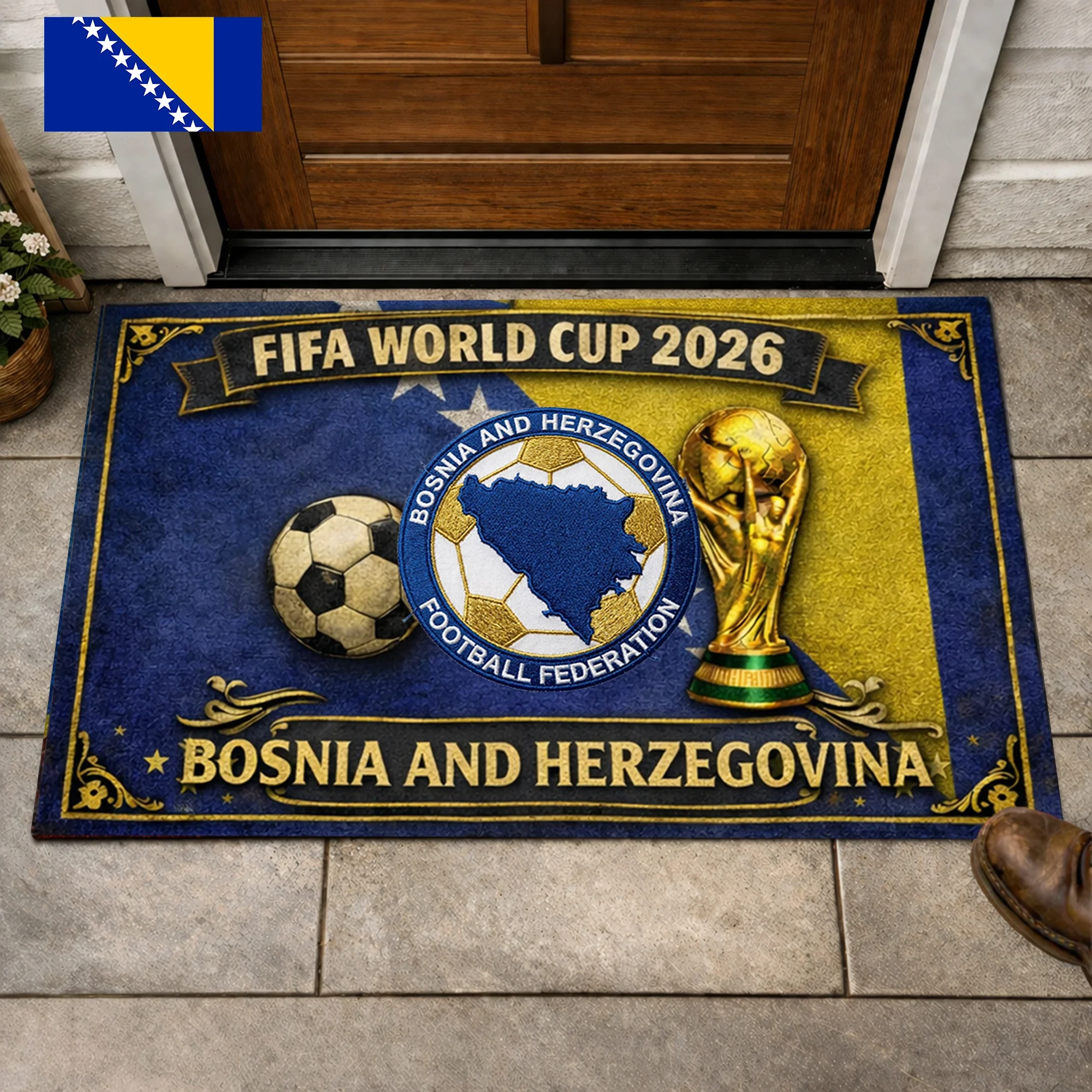 Bosnia And Herzegovina FIFA World Cup 2026 Doormat FIFA World Cup Merch Soccer Fan Gift