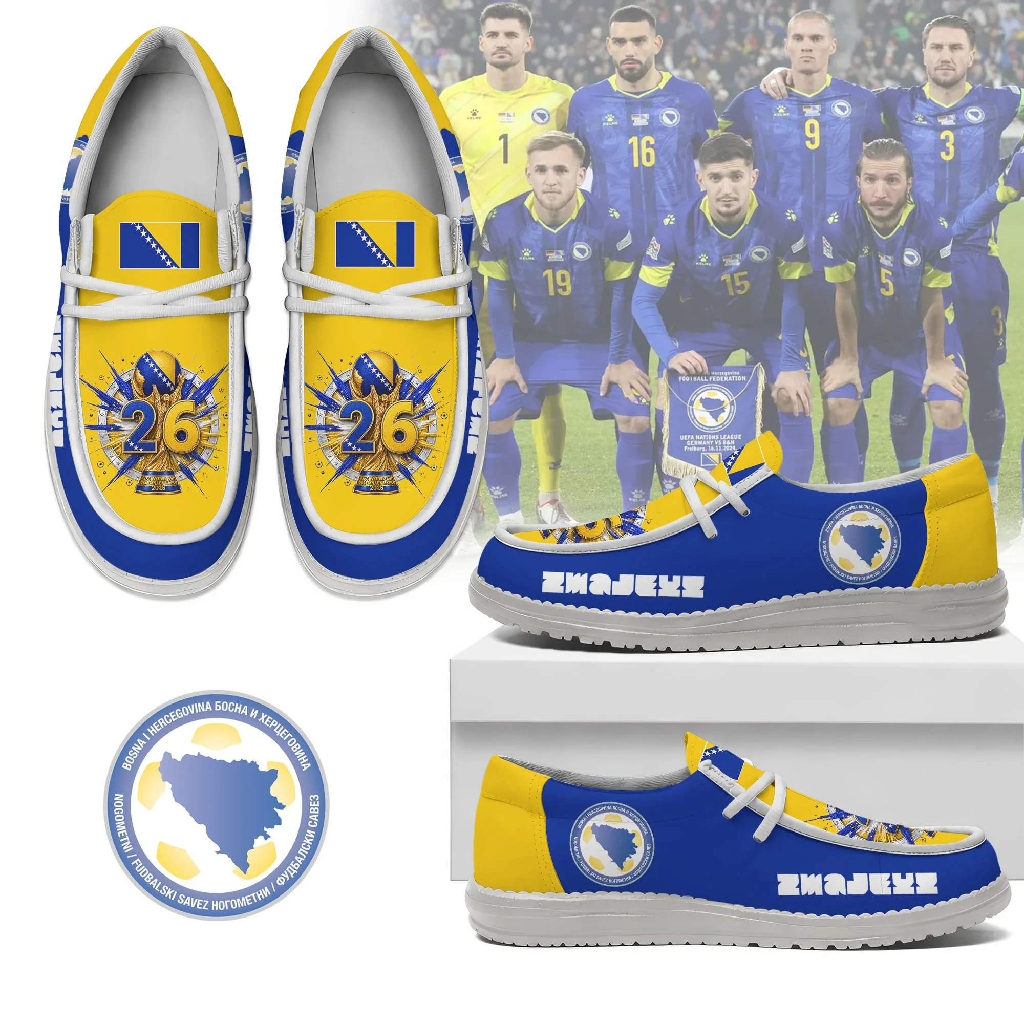 Bosnia And Herzegovina WC26 Elite Move Loafer Sneakers 2026 World Cup Merch Best Gift Ideas