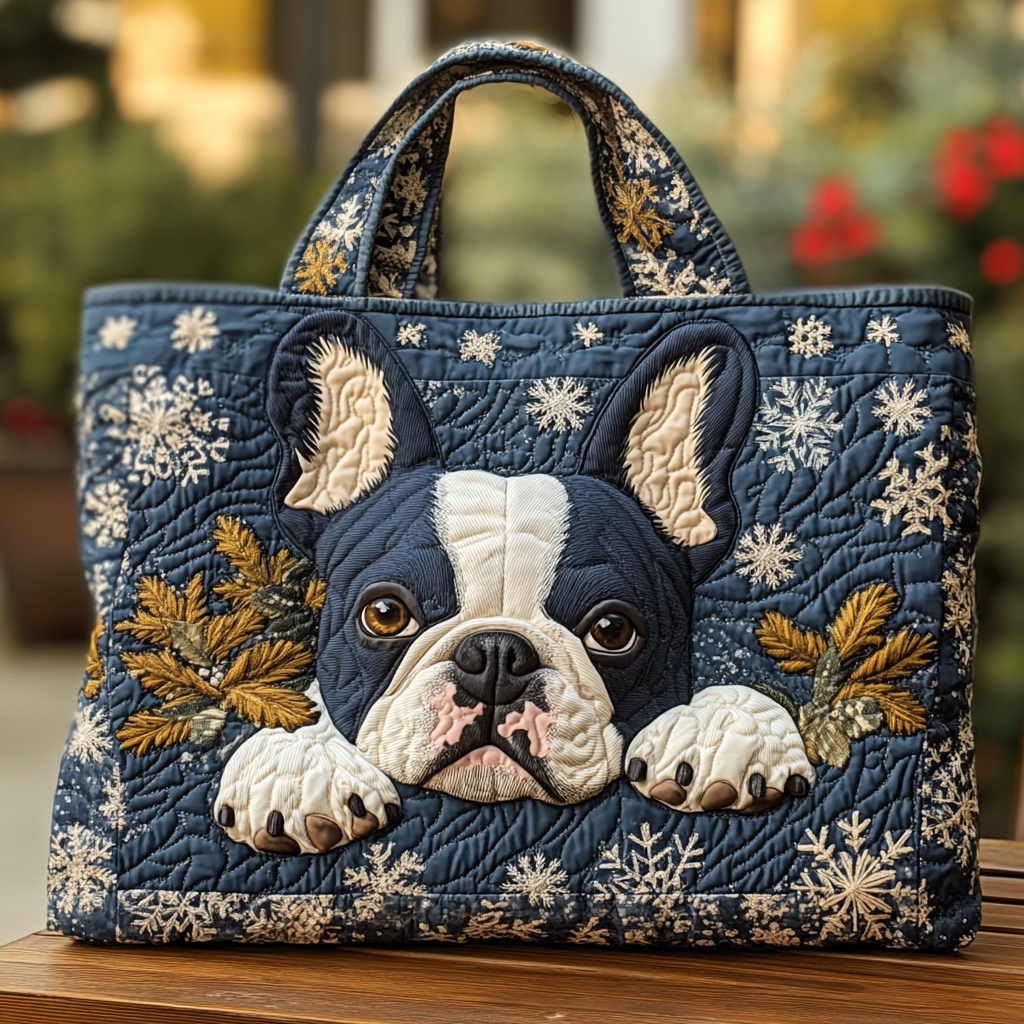 Boston Terrier Dream Quilted Tote Bag Patchwork Tote Bag Mother's Day Gift Ideas For Wife