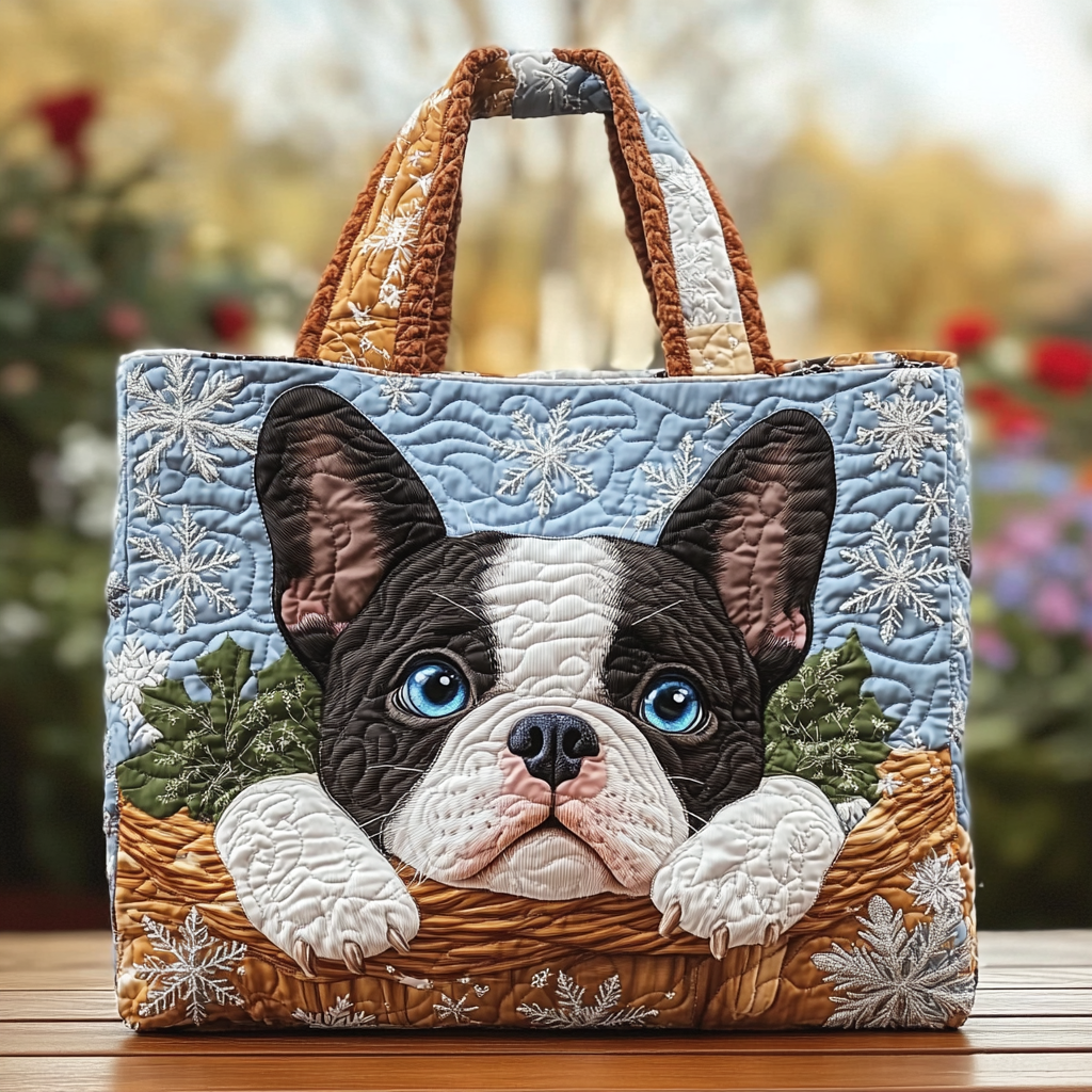 Boston Terrier Glow Quilted Tote Bag Best Mom Tote Bag Best Mother's Day From For Husband