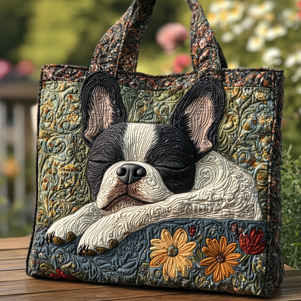 Boston Terrier Spirit Quilted Tote Bag Popular Womens Tote Bags Mothers Day Presents