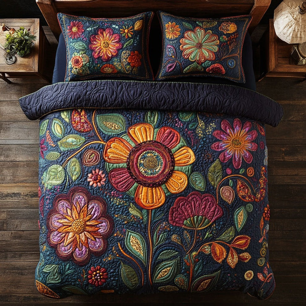 Botanical Blossom Quilted Bedding Set Beautiful Present Ideas For Flower Lovers
