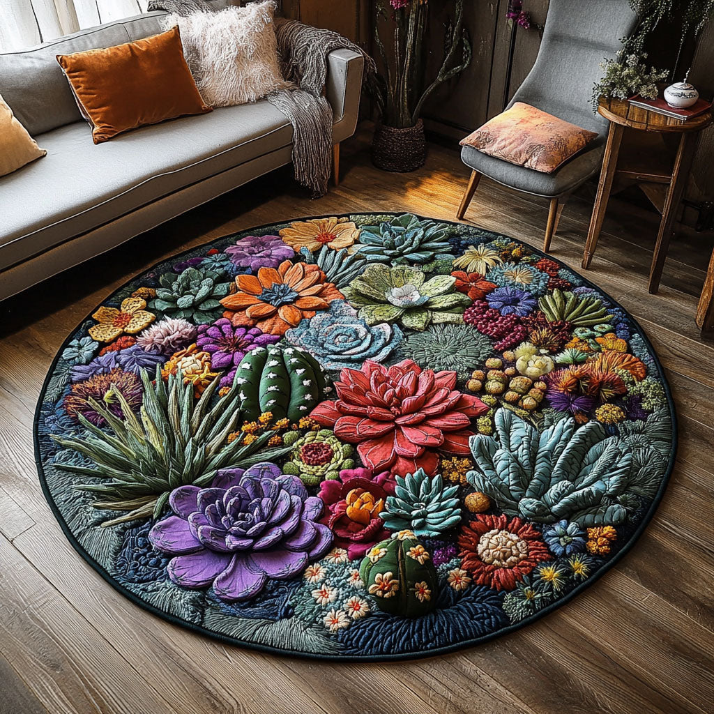 Botanical Oasis Quilted Round Mat Round Kitchen Carpet Gifts For Mothers