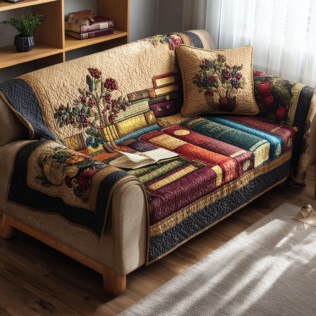 Bound by Stories Quilted Sofa Cover Best Couch Covers Great Book Lover Presents