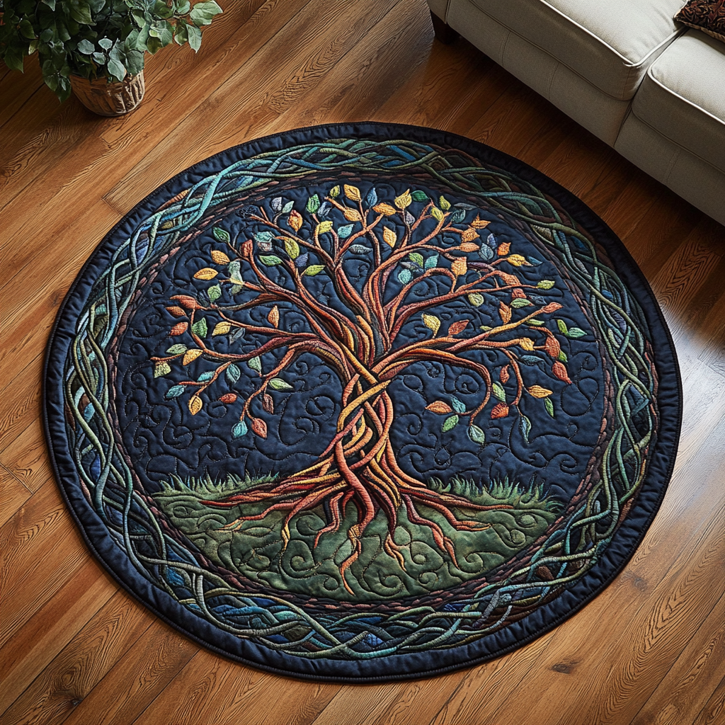 Boundless Growth Quilted Round Mat Round Rugs Large Tree Of Life Gifts For Parents