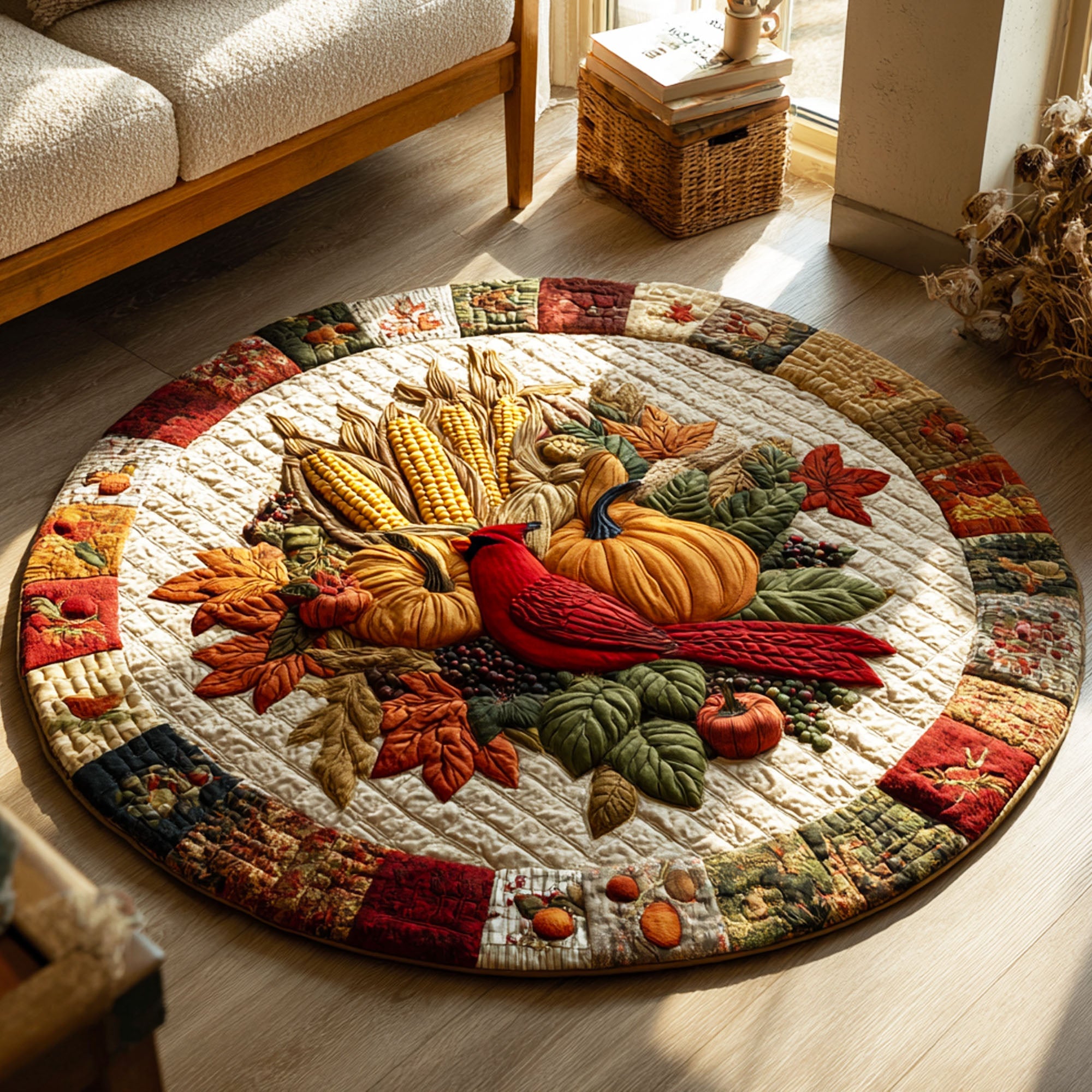 Bountiful Blessings Quilted Round Mat Round Floor Rugs Autumn Inspired Gifts