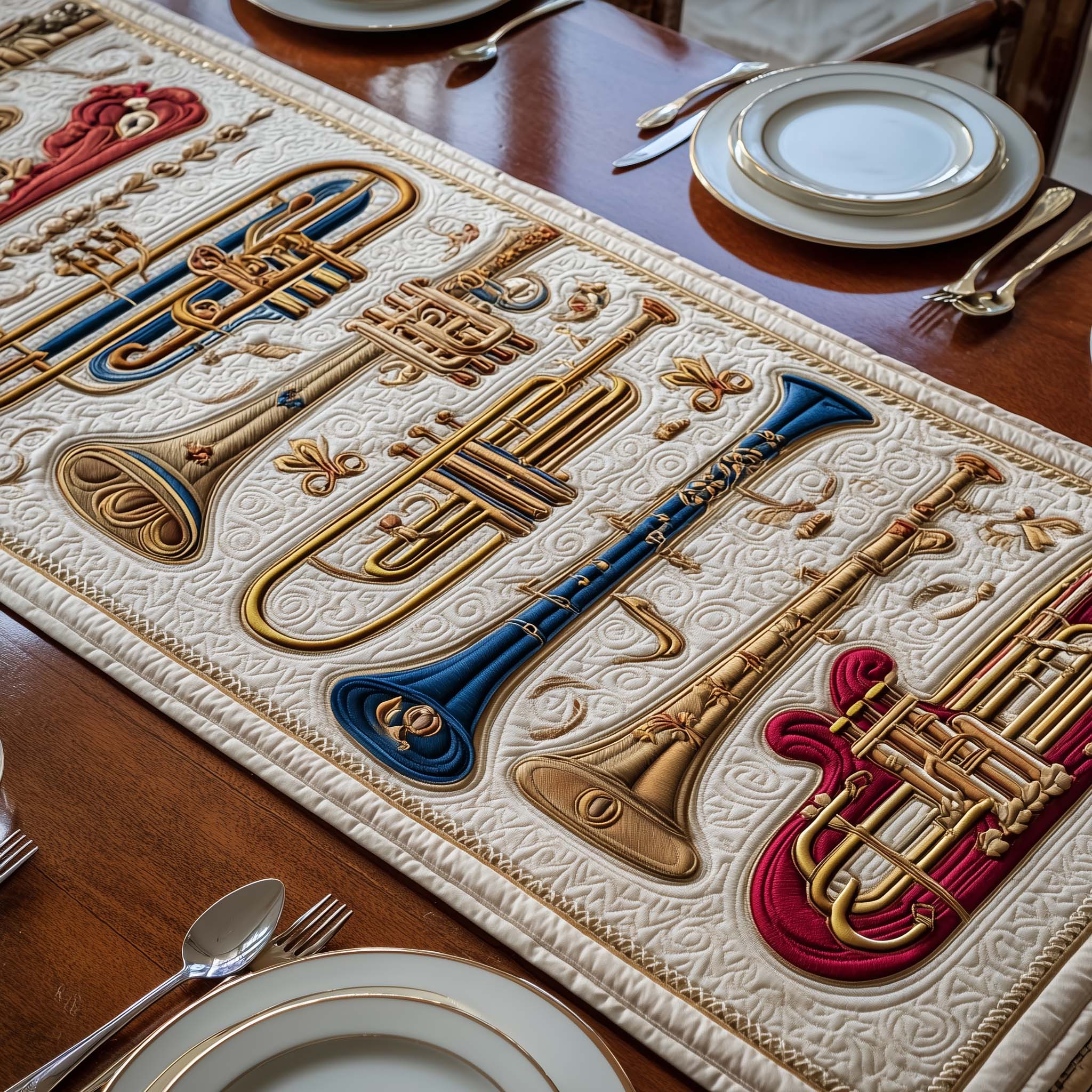 Brass Harmony Quilted Table Runner Dining Table Decor Mardi Gras Presents
