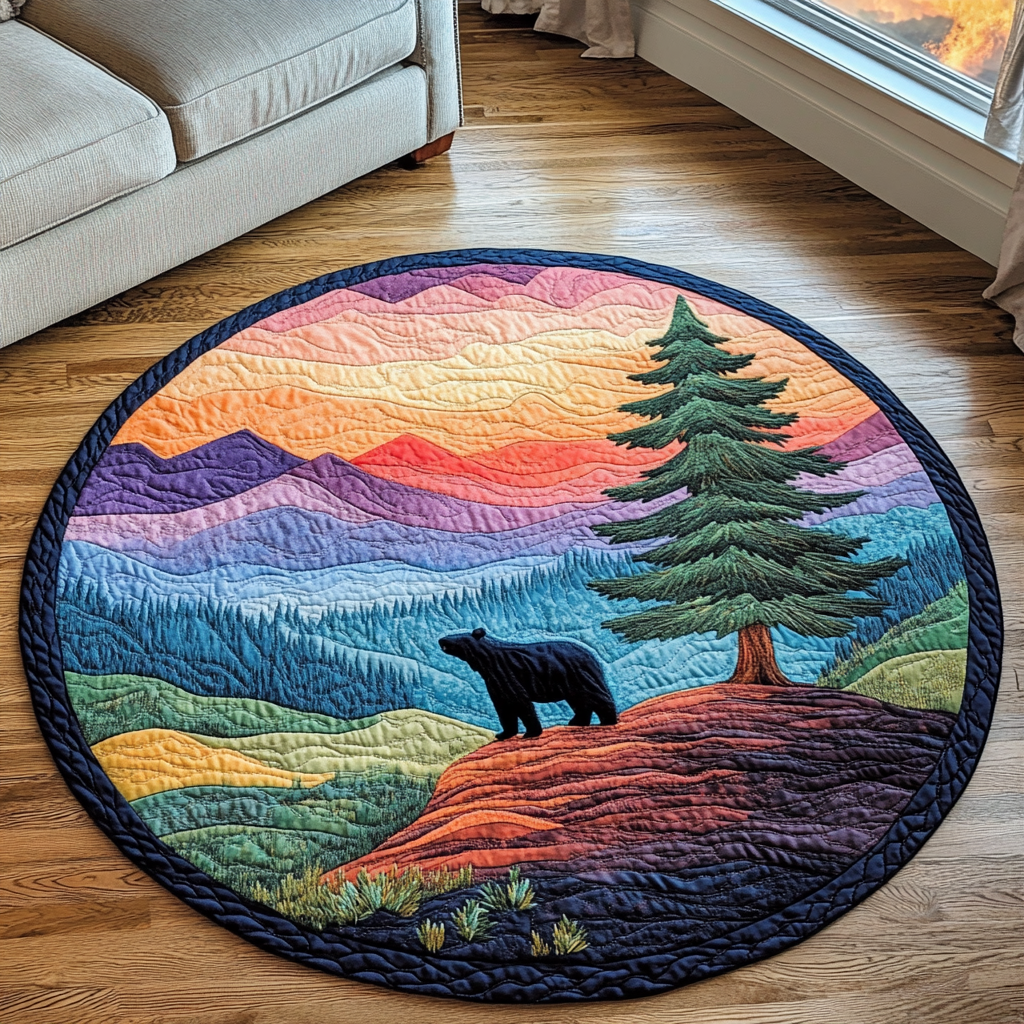 Brave Bear Quilted Round Mat Home And Decor Step Dad Gifts