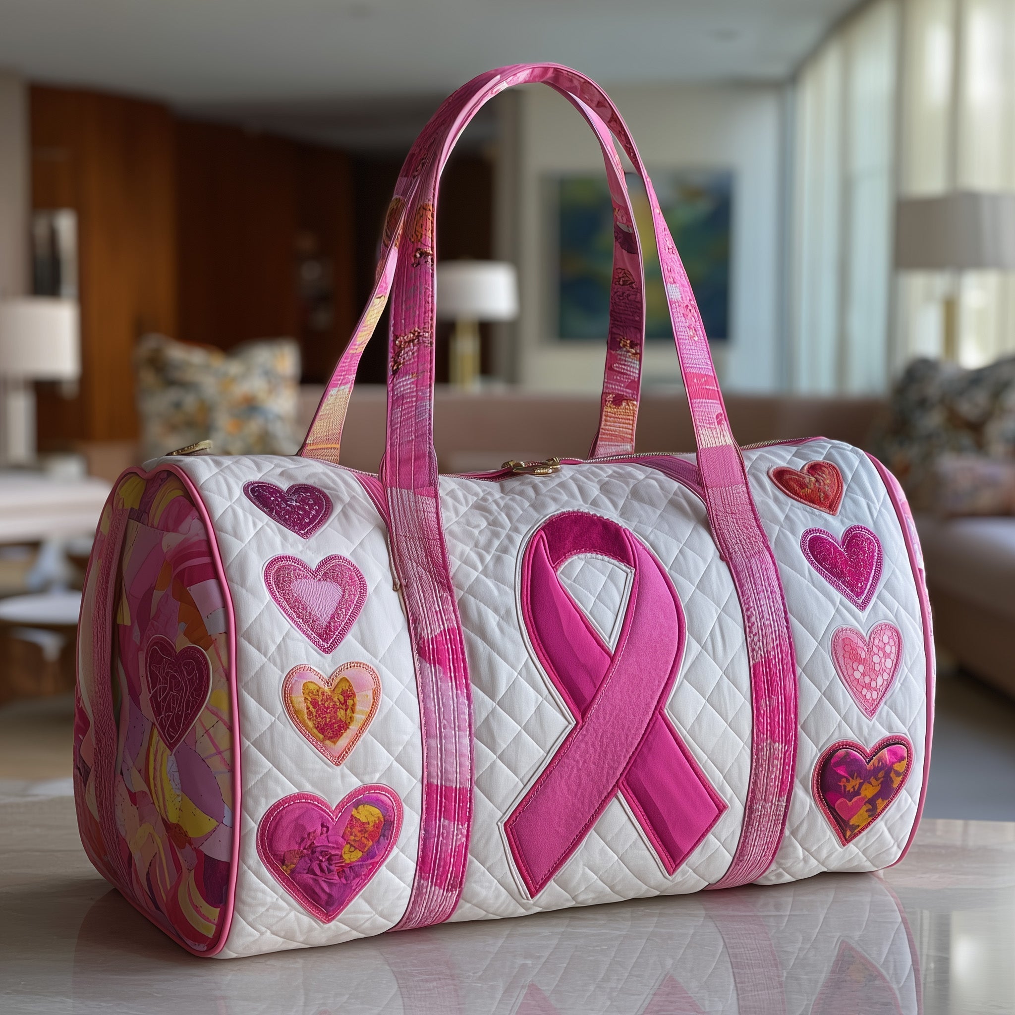 Brave Heart Ribbon Quilted Duffle Bag Top Rated Travel Duffel Bags Unique Gifts For Mother