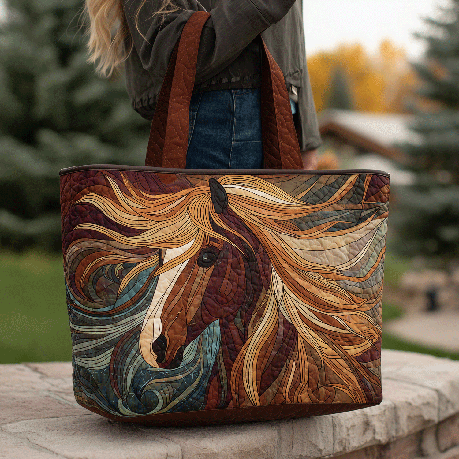 Brave Horse Quilted Tote Bag Best Women's Shoulder Bags Women's Mother's Day Gifts