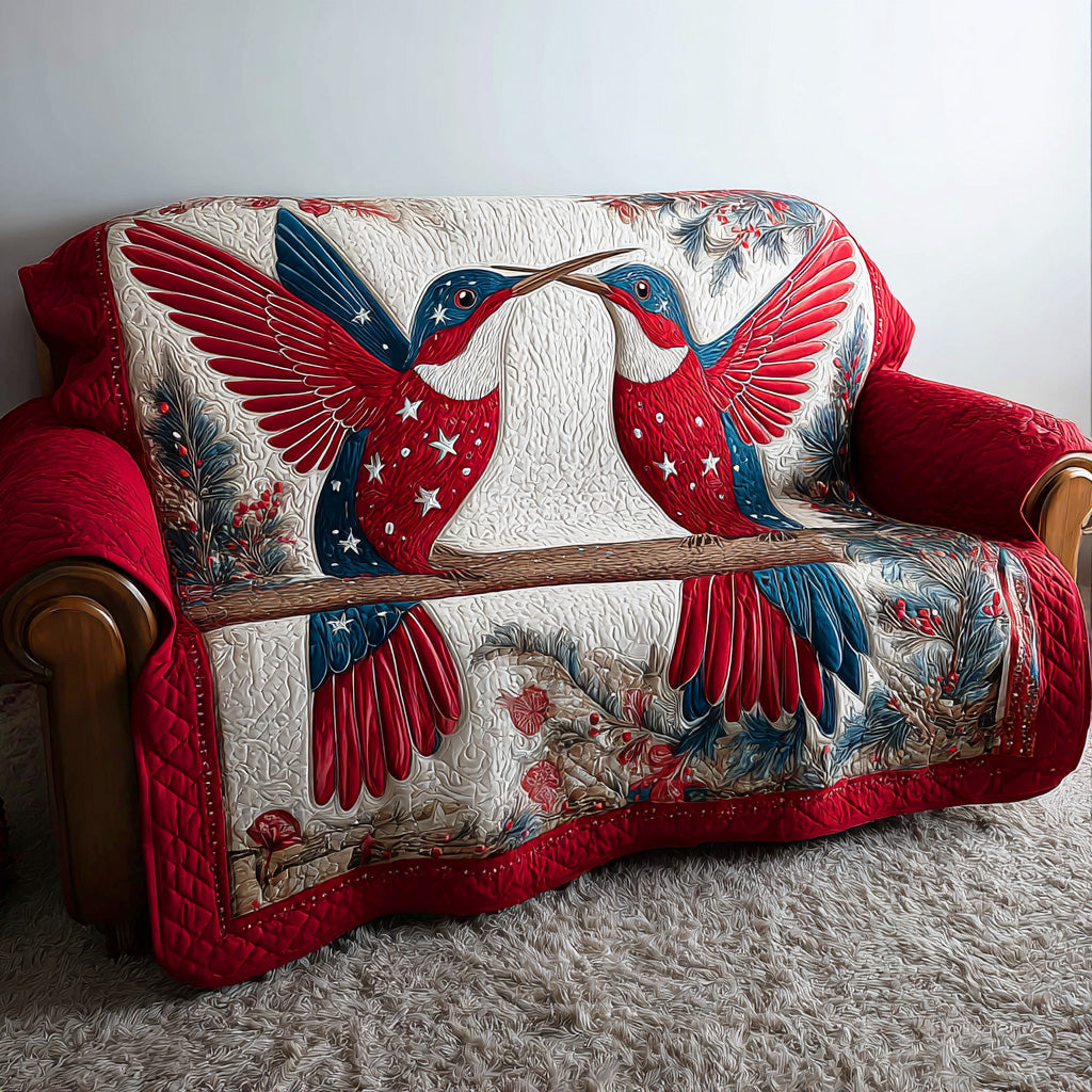 Brave Hummingbirds Quilted Sofa Cover Couch Covers Sofa Cover Best 4Th Of July Gifts