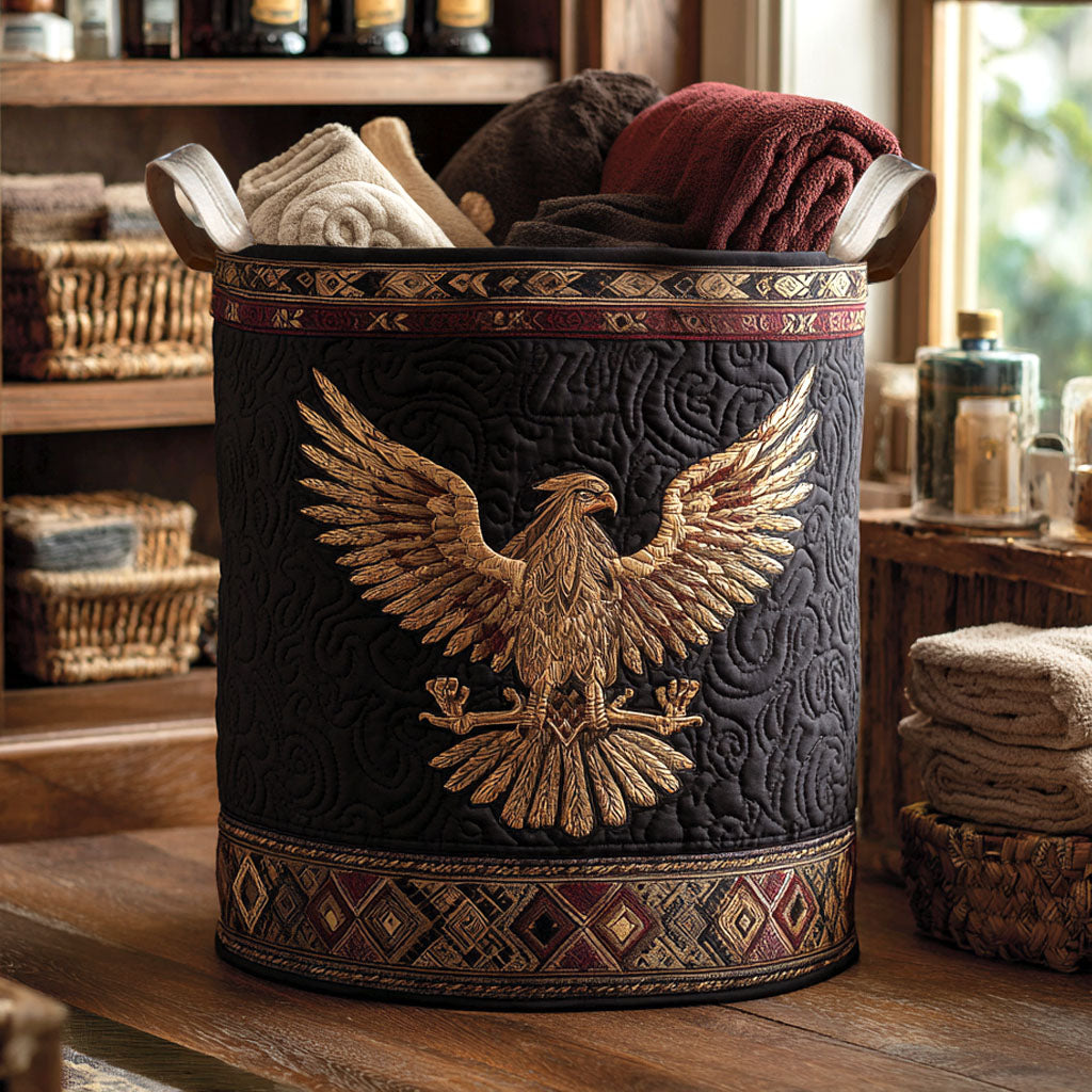 Brave Wings Quilted Laundry Basket Modern Laundry Hamper Native American Gift Shop