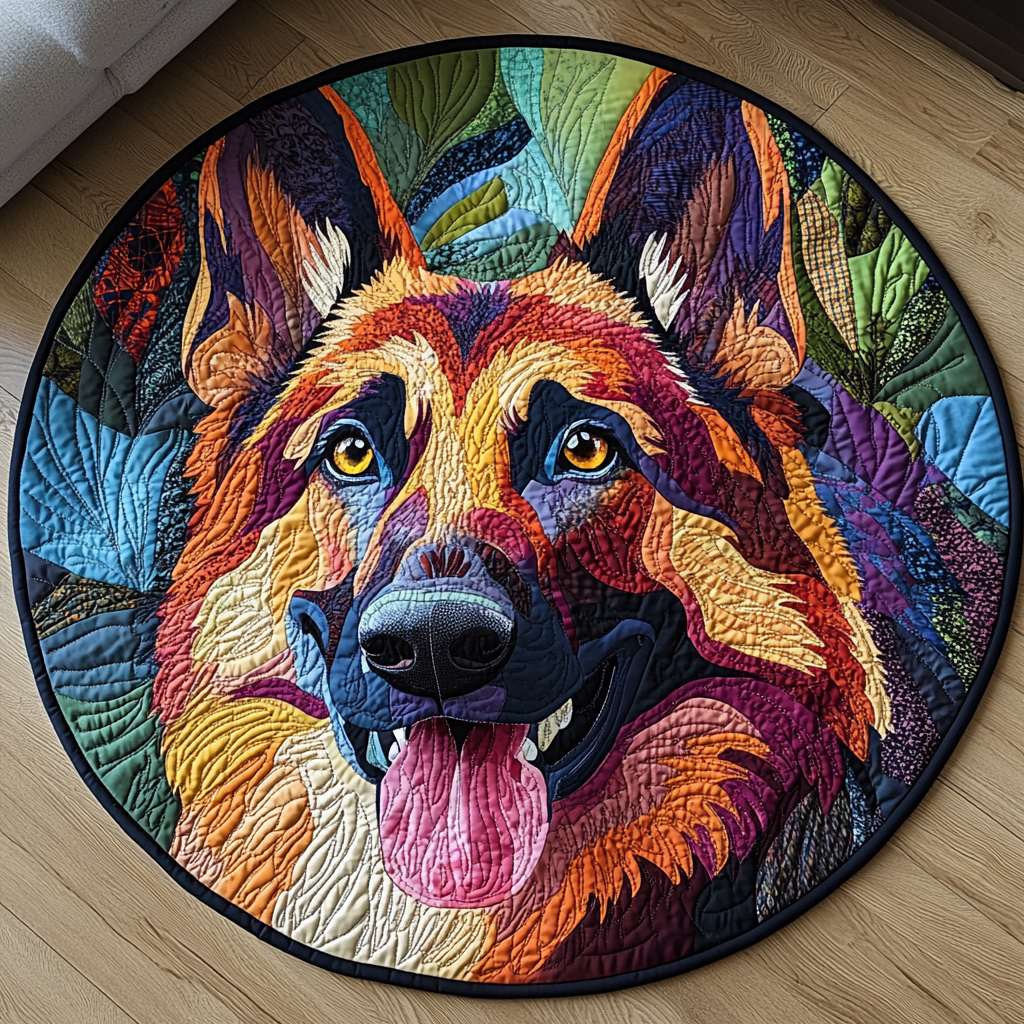 Braveheart Pup Quilted Round Mat Circle Floor Rugs Animal Lovers Presents