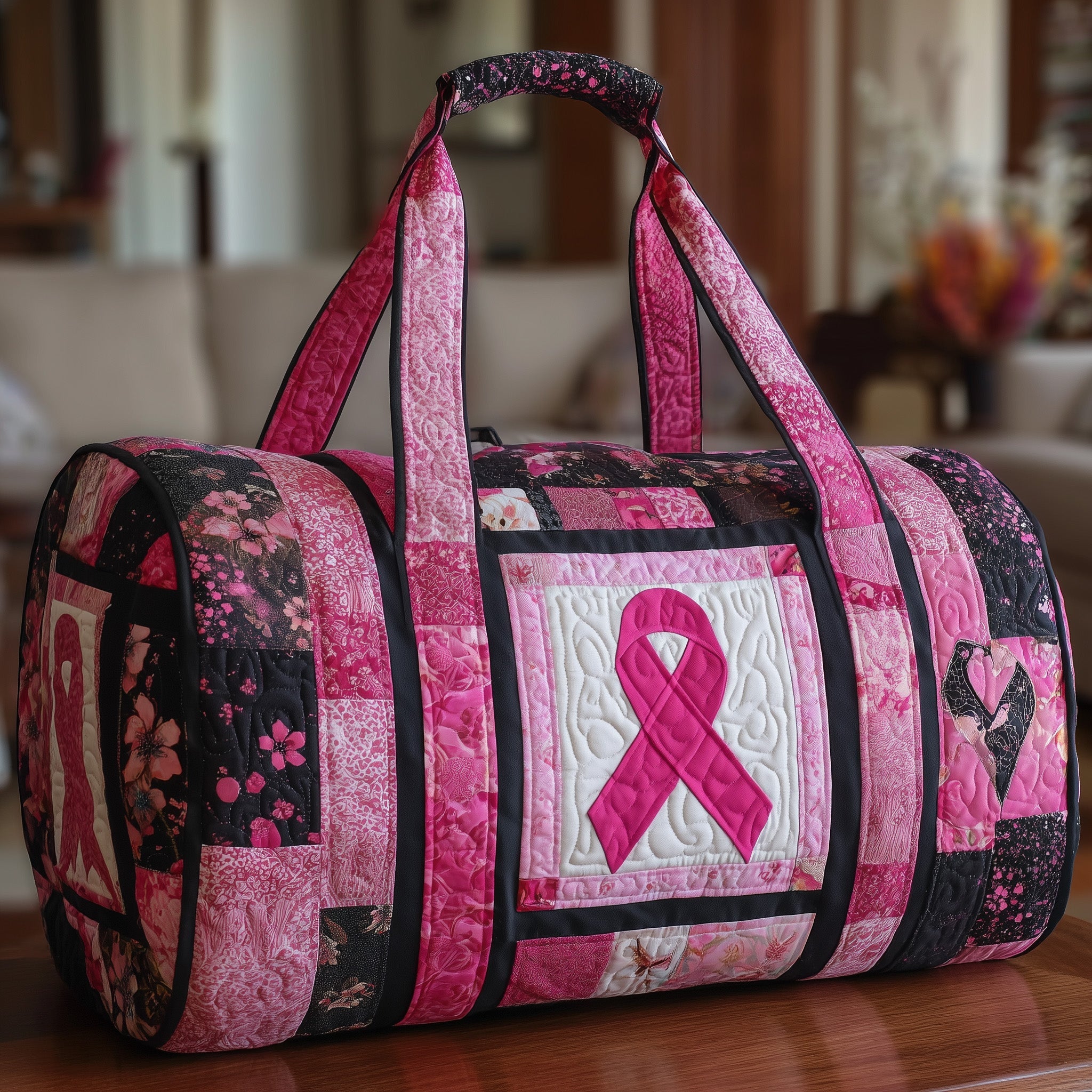 Breast Cancer Ribbon Quilted Duffle Bag Best Womens Travel Bags Gifts To Give Your Mom