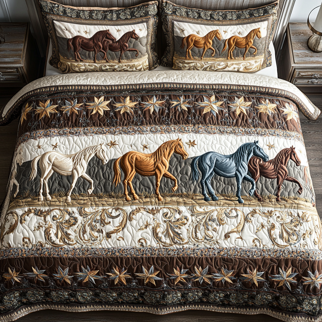 Bridle Beauty Quilted Bedding Set Duvet Cover Sheets Horse Gifts For Women