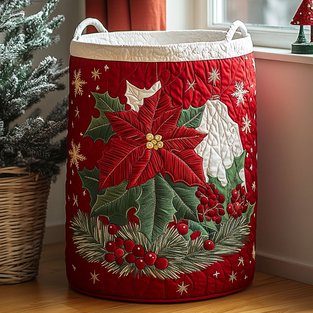 Bright Blossom Quilted Laundry Basket Dirty Clothes Basket Christmas Gift For Wife