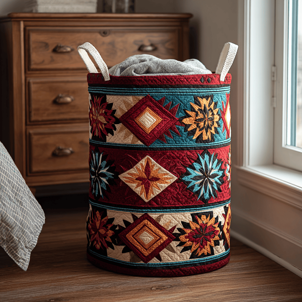 Bright Canyon Quilted Laundry Basket Dirty Clothes Basket Native American Gifts For Mother's Day