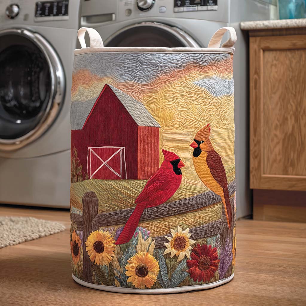 Bright Cardinal Quilted Laundry Basket Best Looking Laundry Hampers Unique Cardinal Bird Gifts