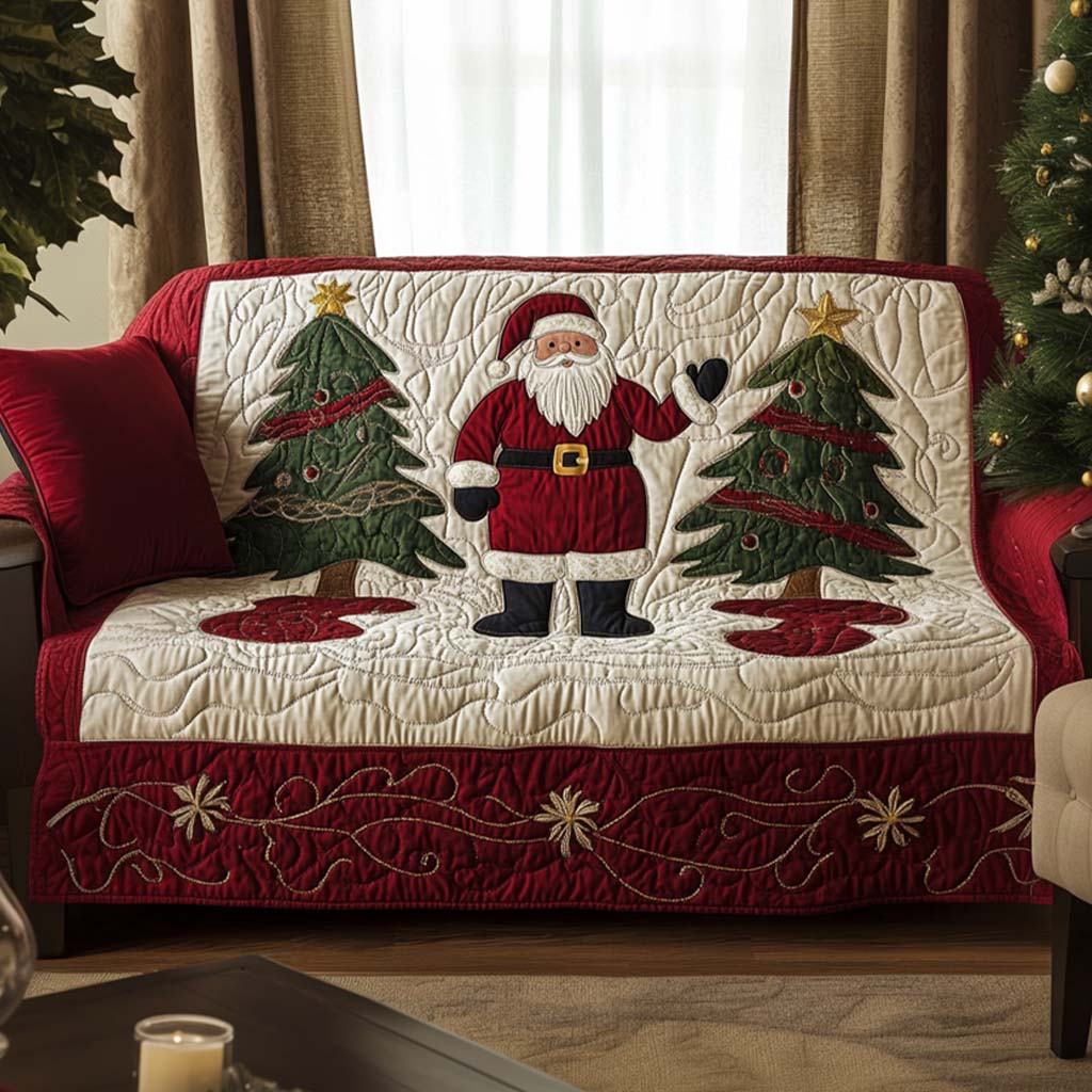 Bright Christmas Quilted Sofa Cover Christmas Decorations Indoor Christmas Gifts