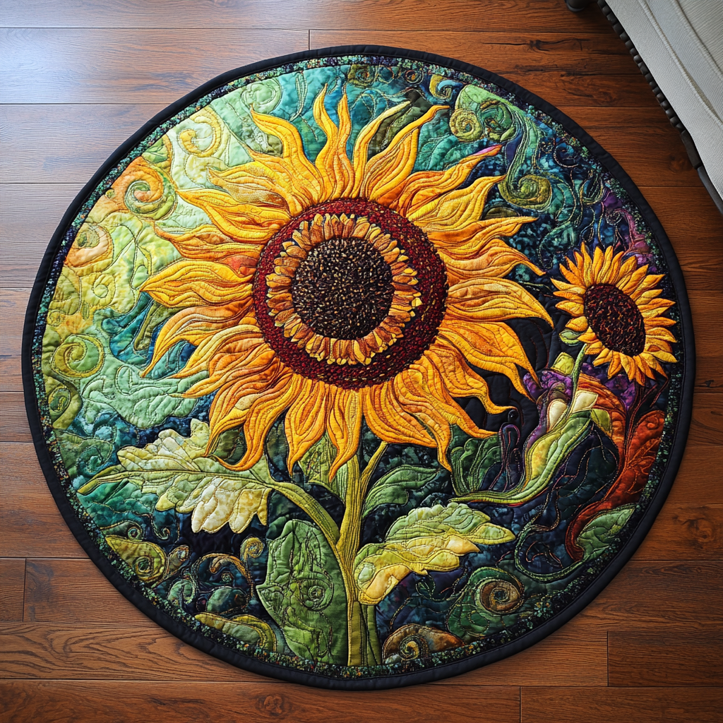 Bright Horizon Quilted Round Mat Round Carpet Mats Gifts For Mom Birthday