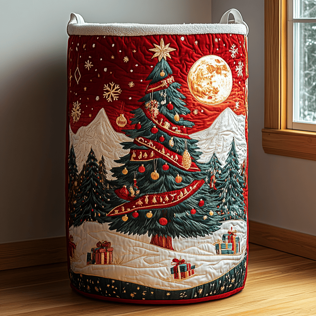 Bright Joy Quilted Laundry Basket Folding Laundry Hamper Christmas Gift For Mom