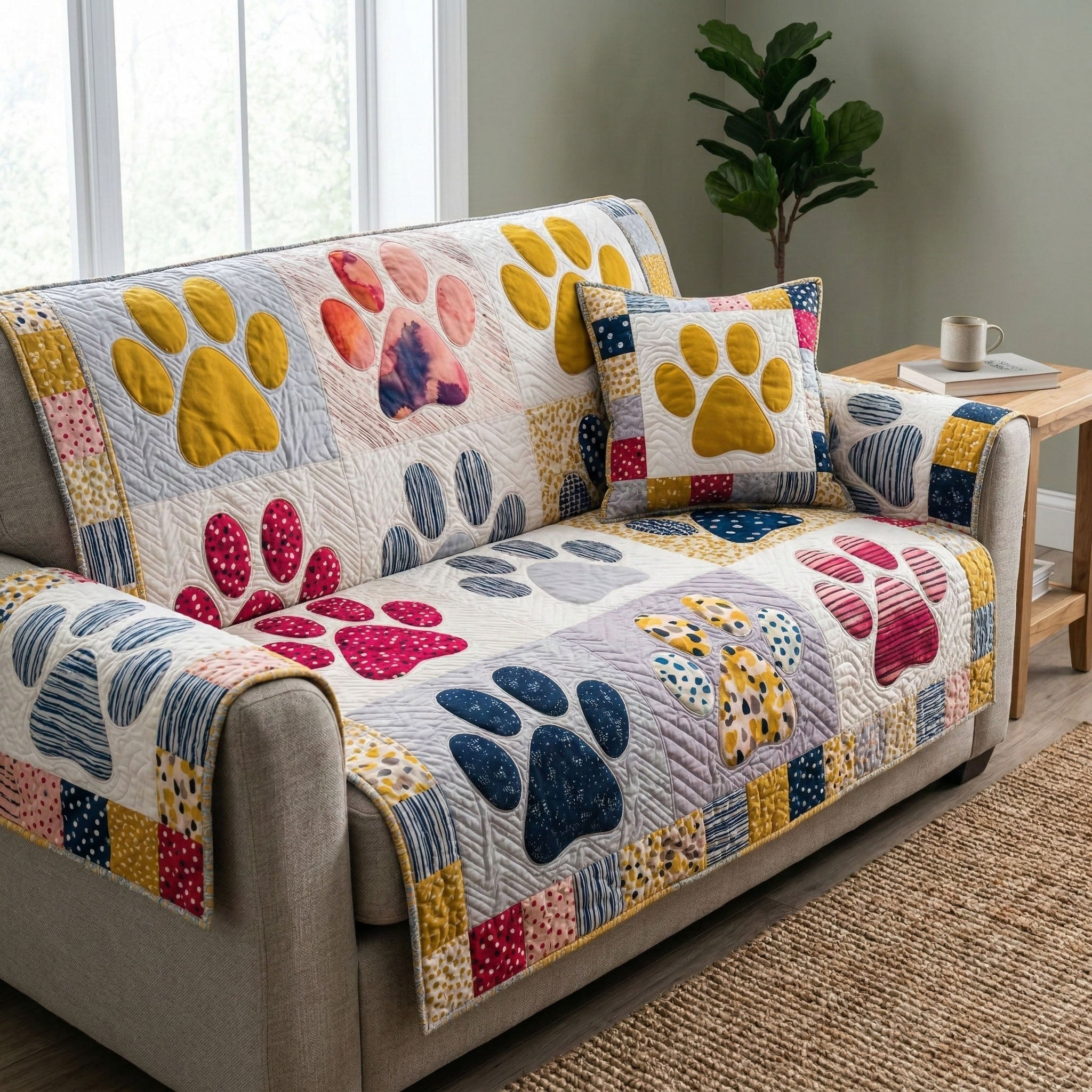Bright Paw Quilted Sofa Cover Furniture Covers Best Gifts For New Dog Owners