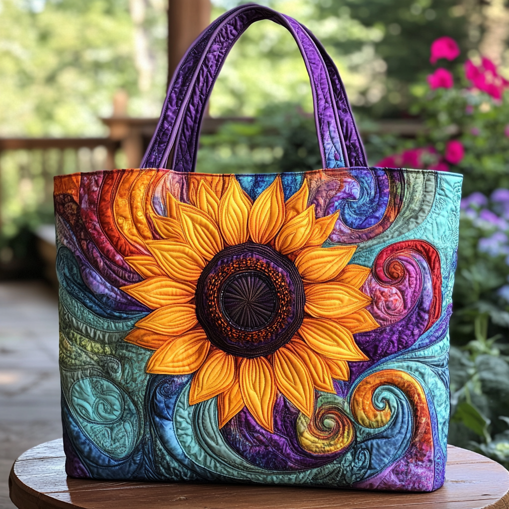 Bright Sunflower Quilted Tote Bag Shoulder Bags For Women Gift For Mother On Mother's Day