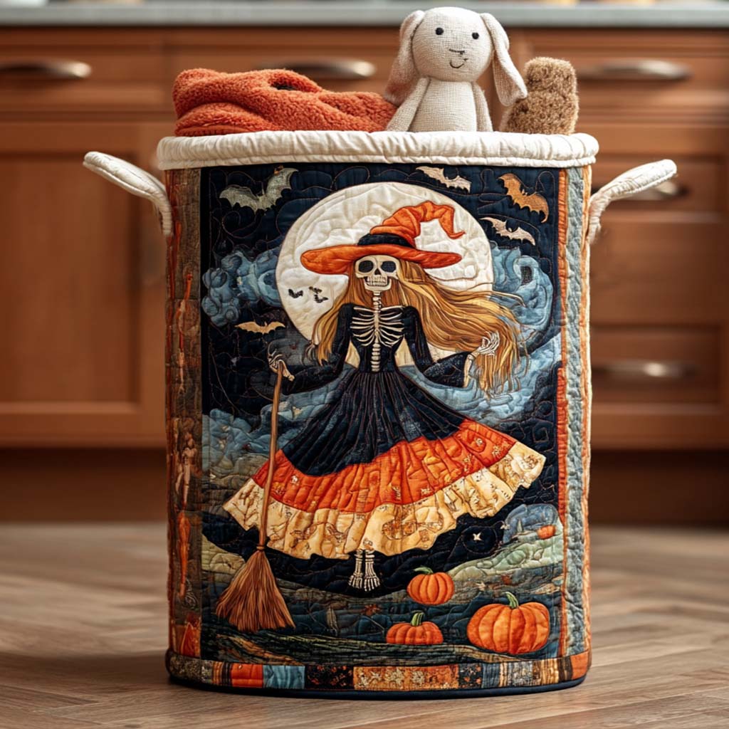 Broomstick Ride Quilted Laundry Basket Laundry Clothes Basket Novelty Cat Presents