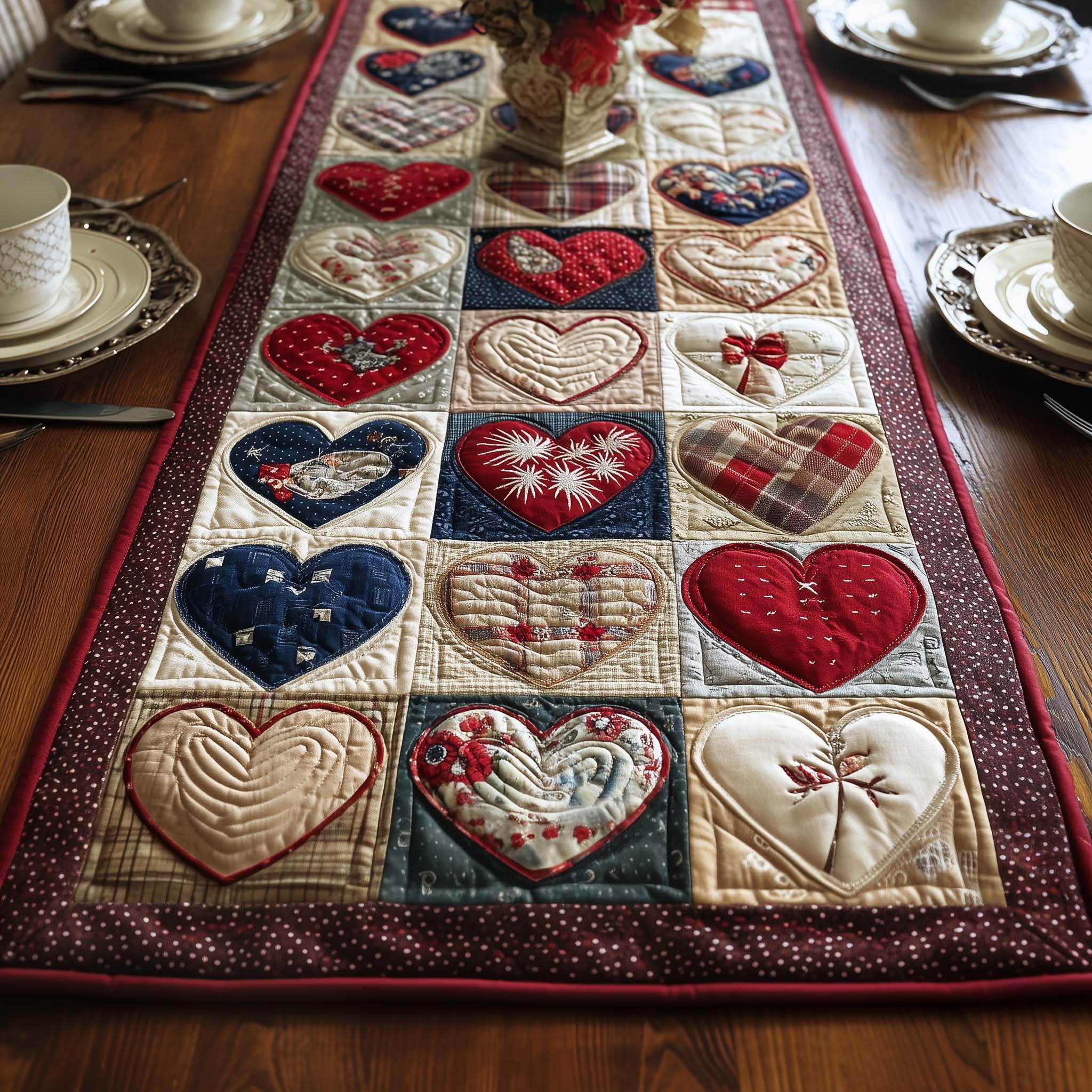 Bubble Heart Quilted Table Runner Runner Valentine Valentine Day Gifts For Men