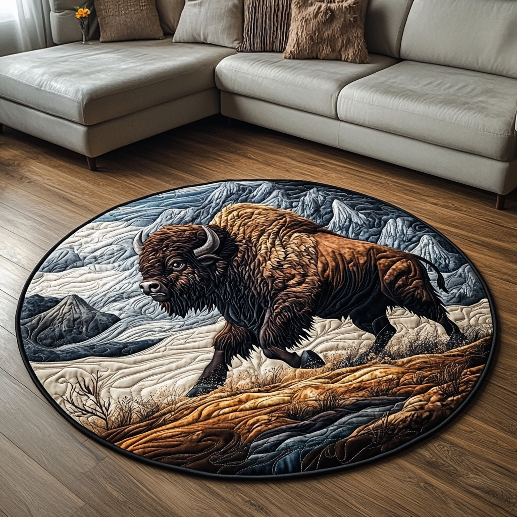 Buffalo Bliss Quilted Round Mat Living Room Decor Country And Western Gifts