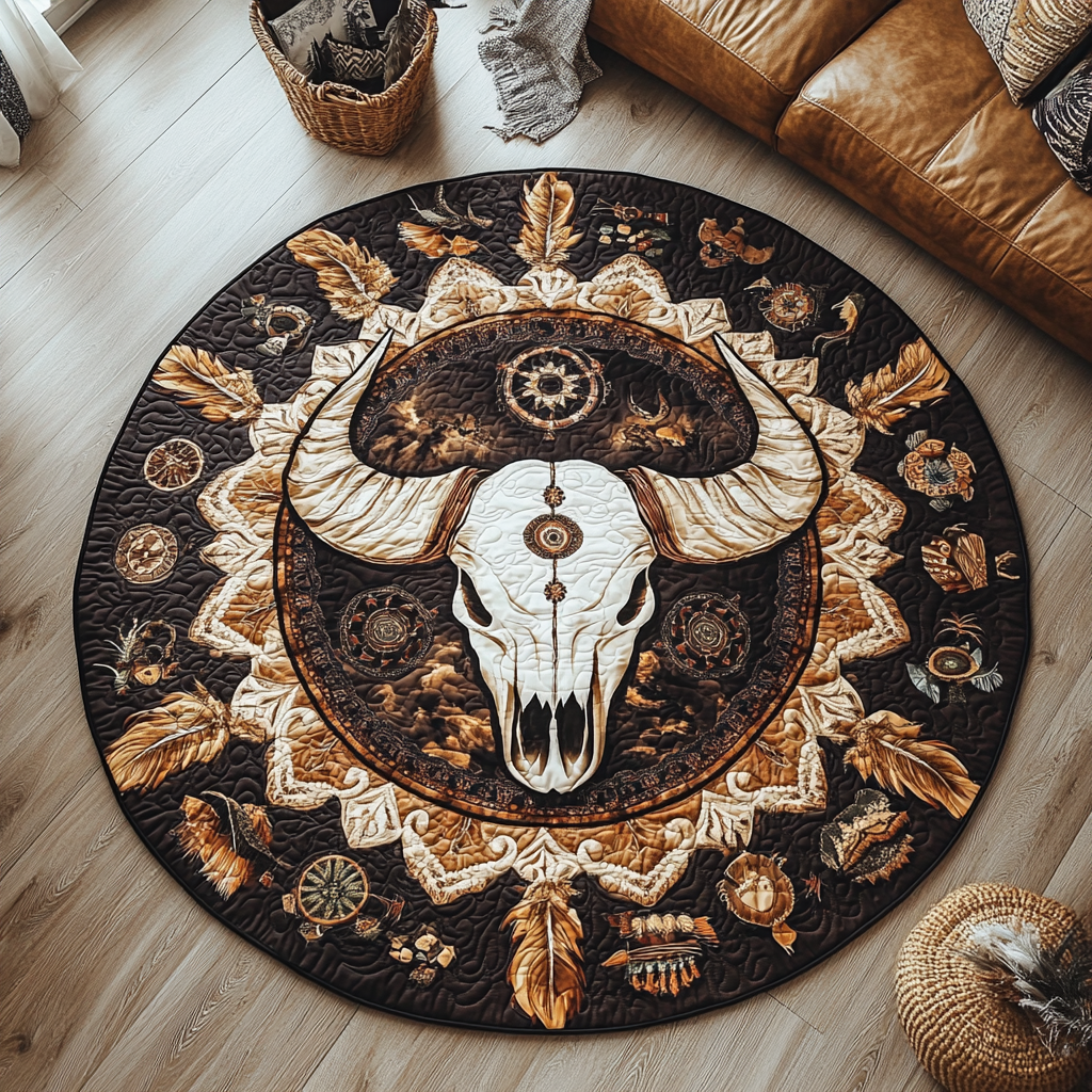 Buffalo Circle Quilted Round Mat Living Room Furniture Ideas Western Christmas Gifts For Him