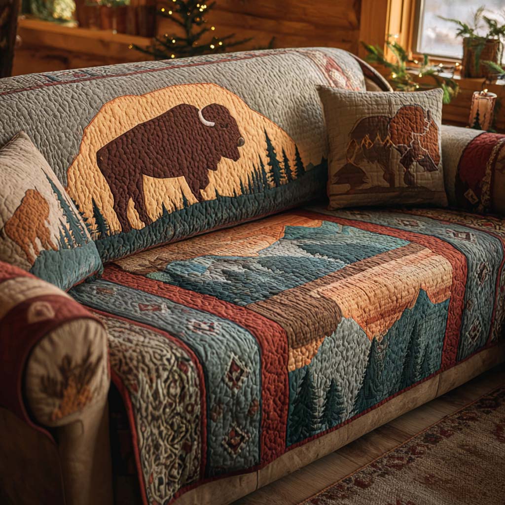 Buffalo Ridge Quilted Sofa Cover Furniture Covers For Sofas Native American Christmas Gifts