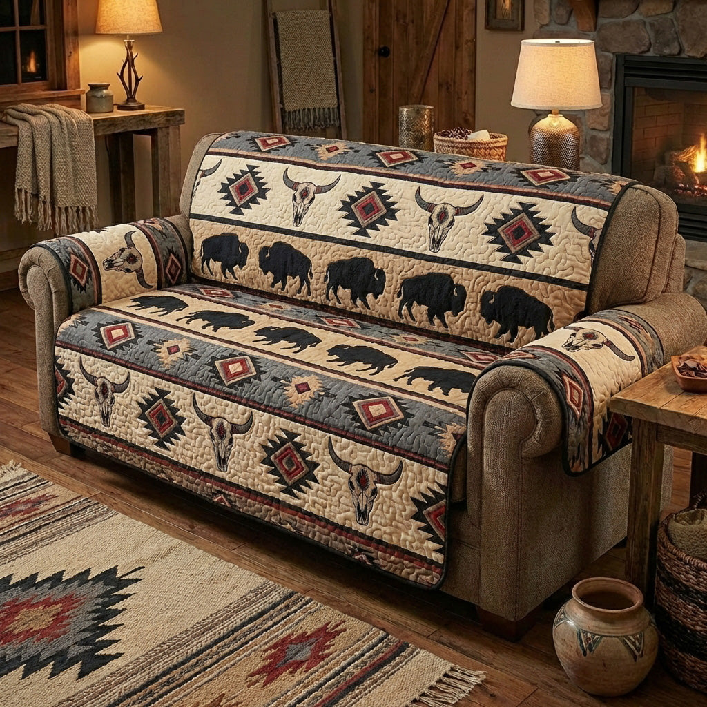 Buffalo Totem Quilted Sofa Cover Sofa Slip Covers Native American Gift Shop