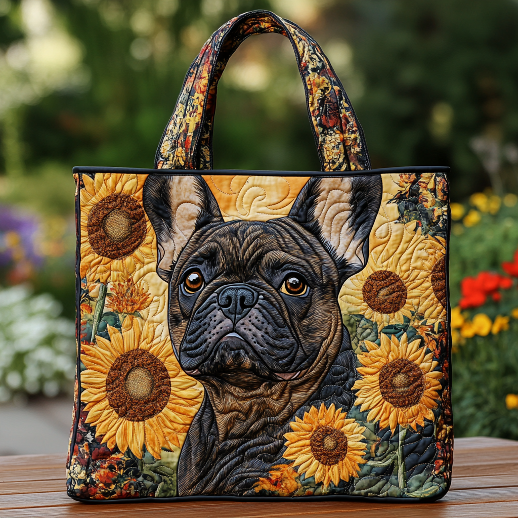 Bulldog Bloom Quilted Tote Bag Popular Womens Tote Bags Gift Ideas For Mom In Law