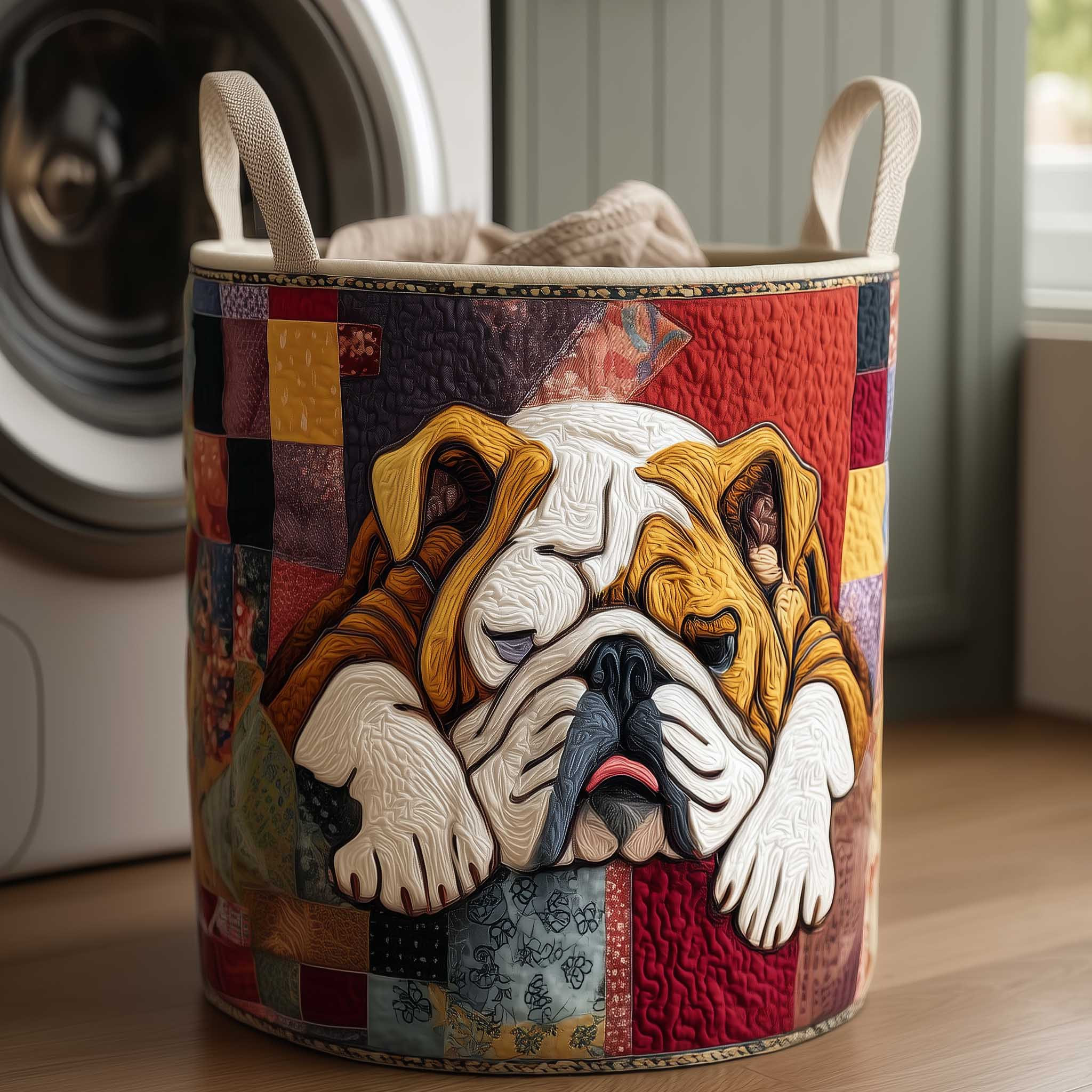 Bulldog Nap Quilted Laundry Basket Coolest Laundry Baskets Christmas Presents For Mum