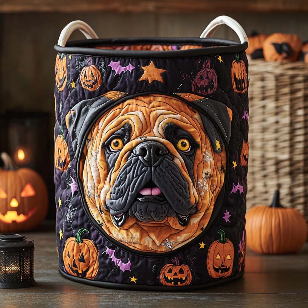 Bulldog Night Quilted Laundry Basket Hamper Basket Unique French Bulldog Gifts