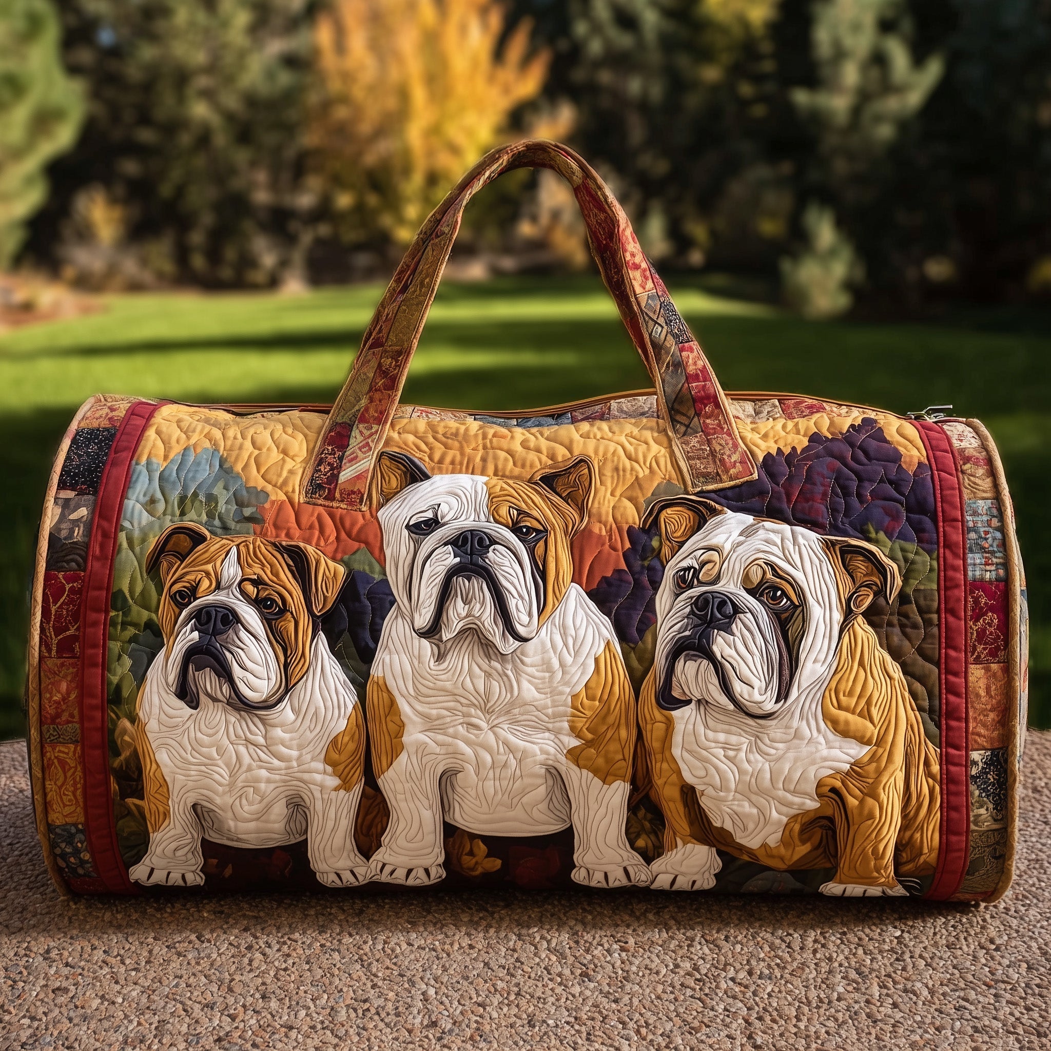 Bulldog Quilted Duffle Bag Cute Duffel Bags Women Best Mothers Day Present