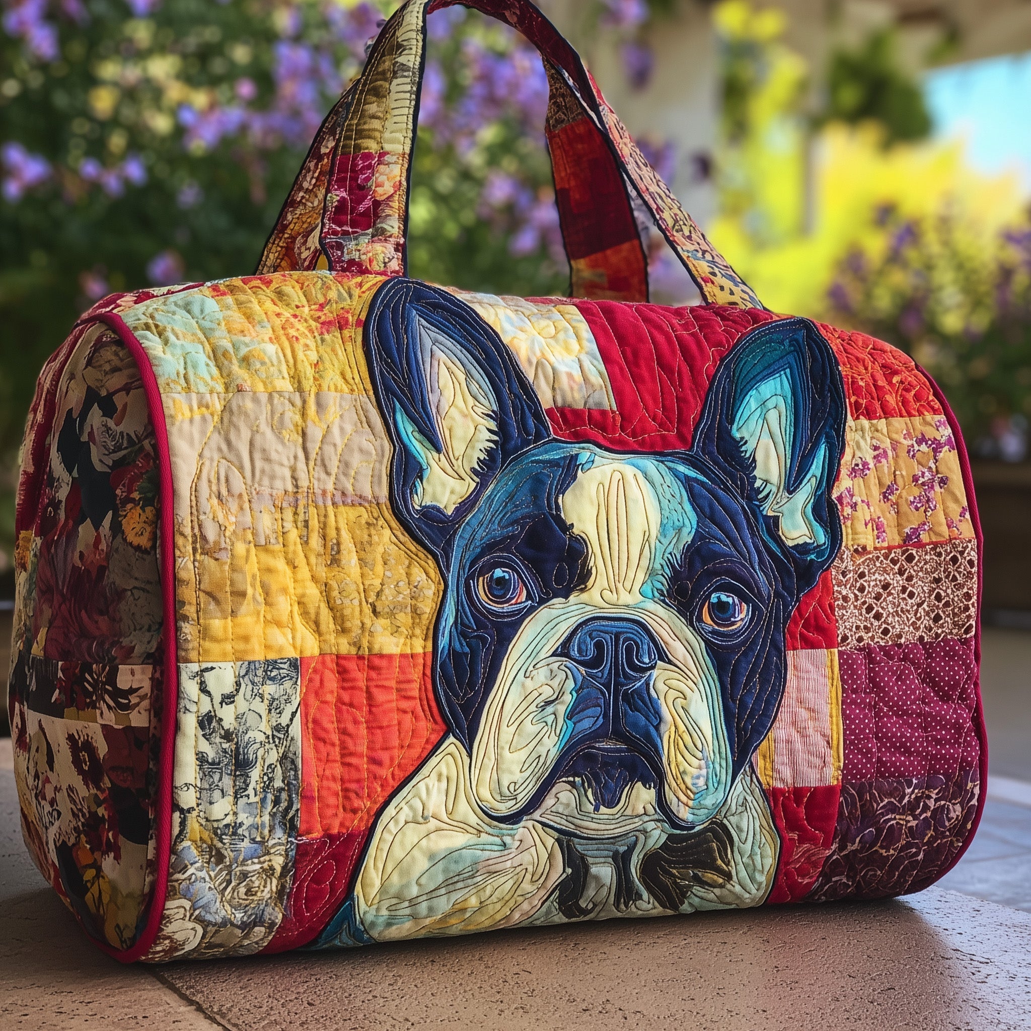 Bulldog Quilted Duffle Bag Cute Womens Duffle Bag Birthday Gift Ideas For Mother