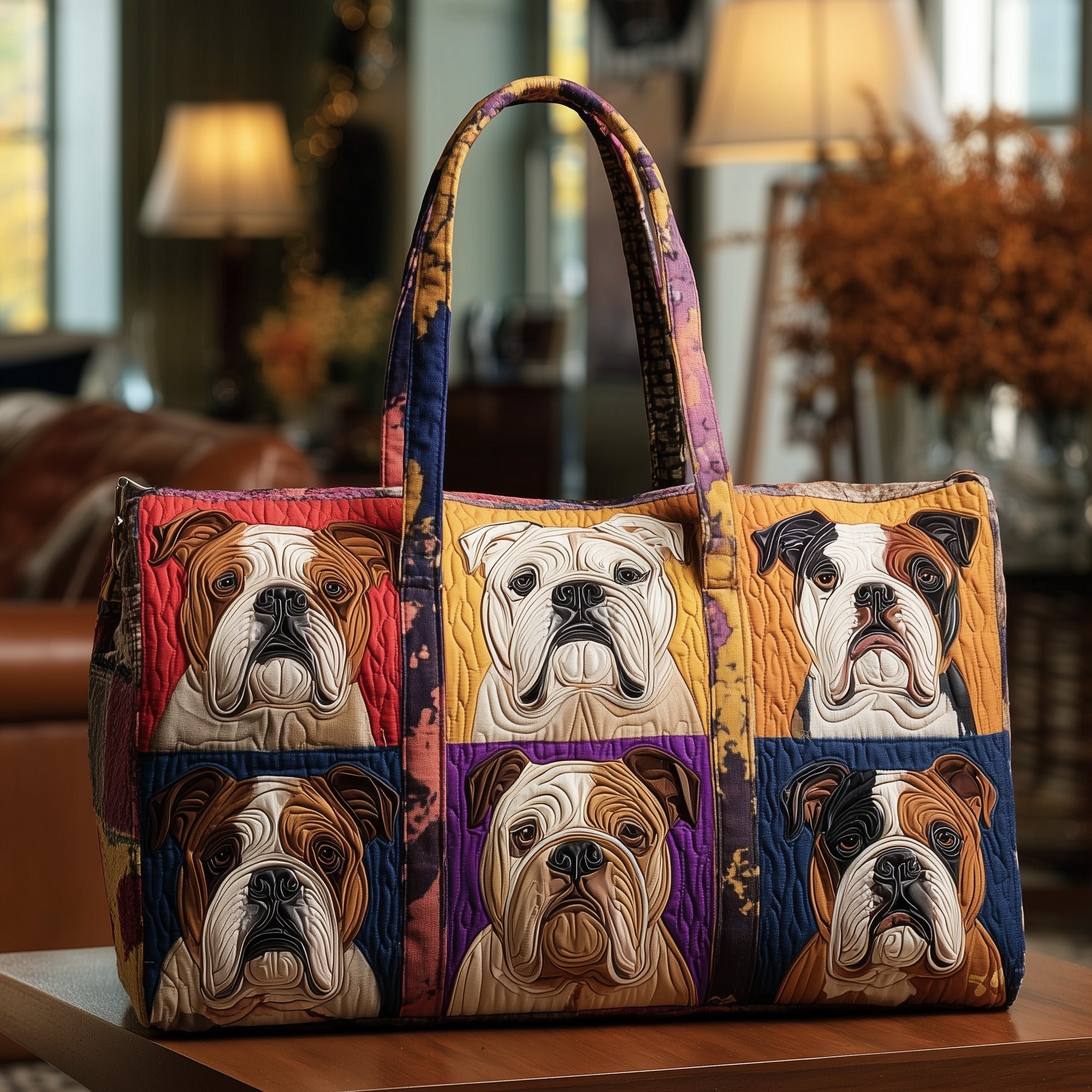 Bulldog Quilted Duffle Bag Trendy Duffel Bags Mothers Day Gift Ideas Last Minute