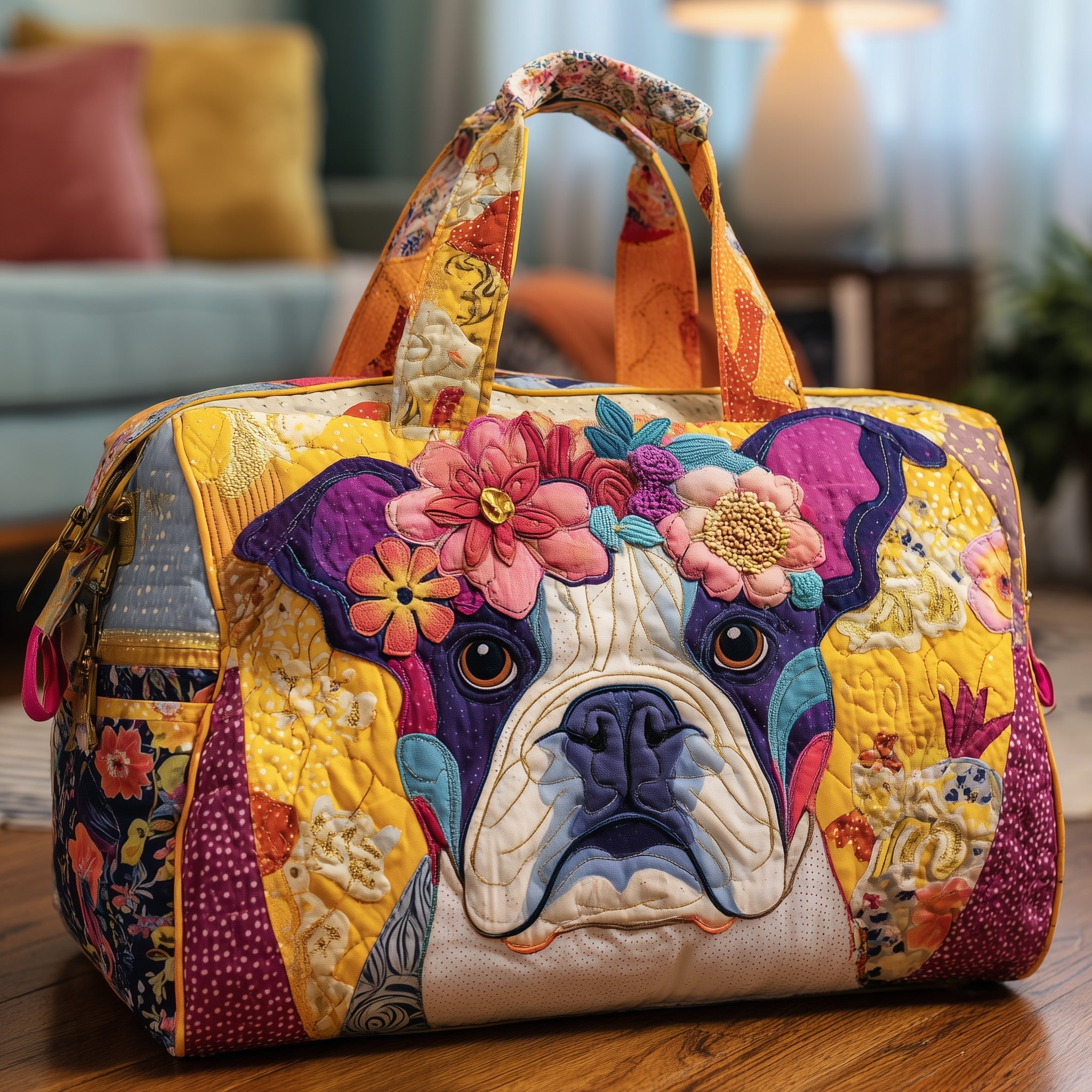 Bulldog Quilted Duffle Bag Weekender Duffel Bag Women Last Minute Mother's Day Gifts