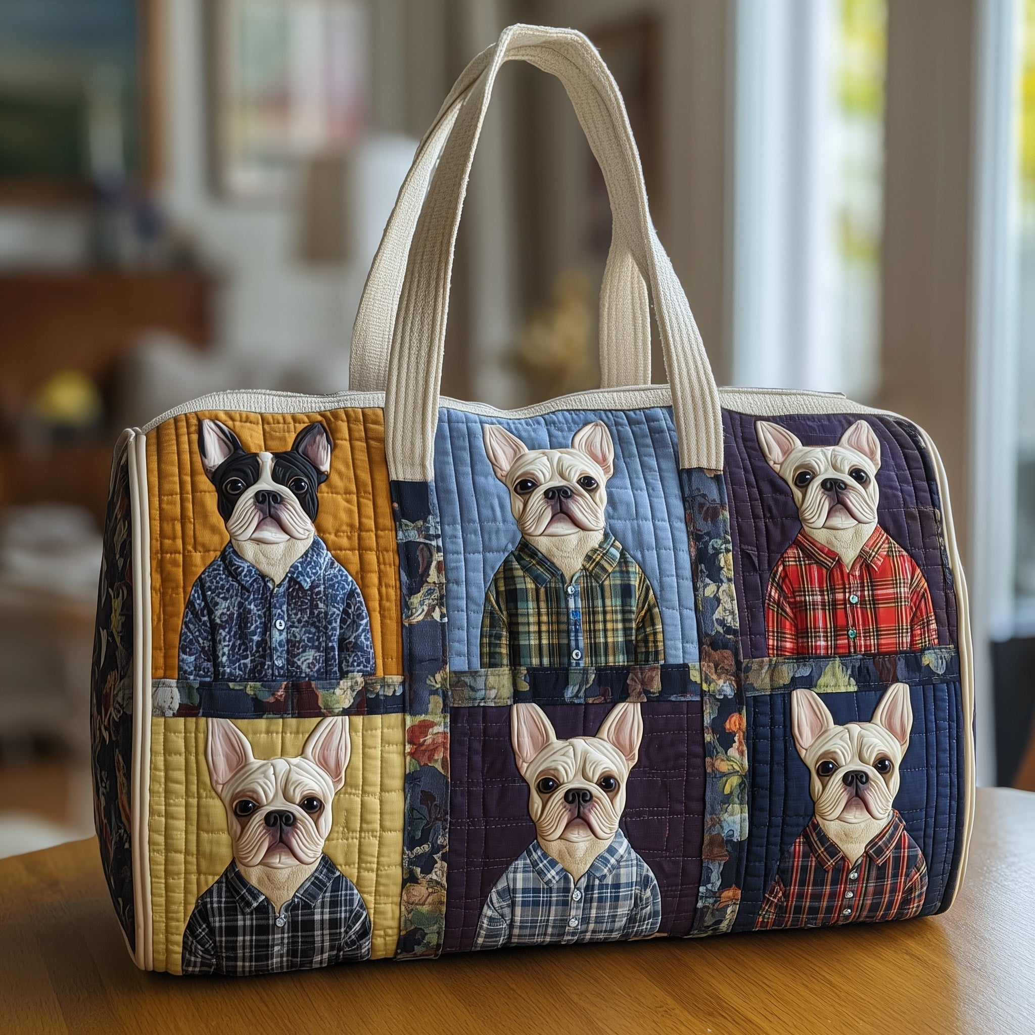 Bulldog Quilted Duffle Bag Women's Carry On Duffel Bag Mother's Day Gifts For Wife