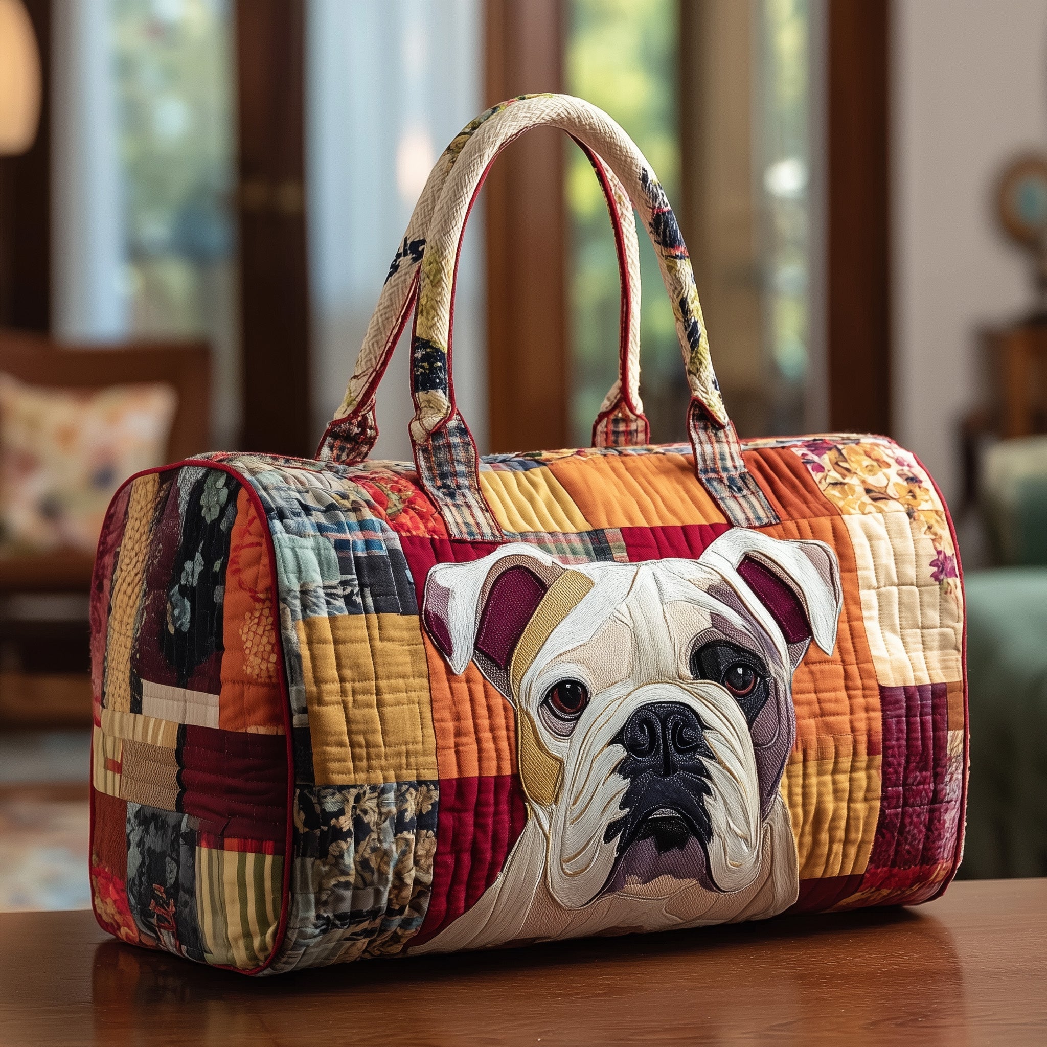 Bulldog Quilted Duffle Bag Women's Travel Duffel Bags Gifts For Mothers