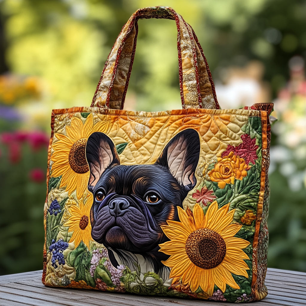 Bulldog Sunlight Quilted Tote Bag Best Handbag For Everyday Use Mothersday Gifts