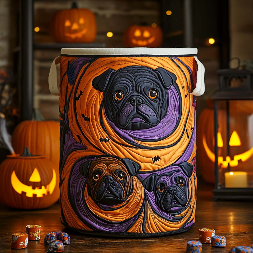 Bulldog Vortex Neon Quilted Laundry Basket Best Dirty Clothes Hamper Halloween Gifts For Her