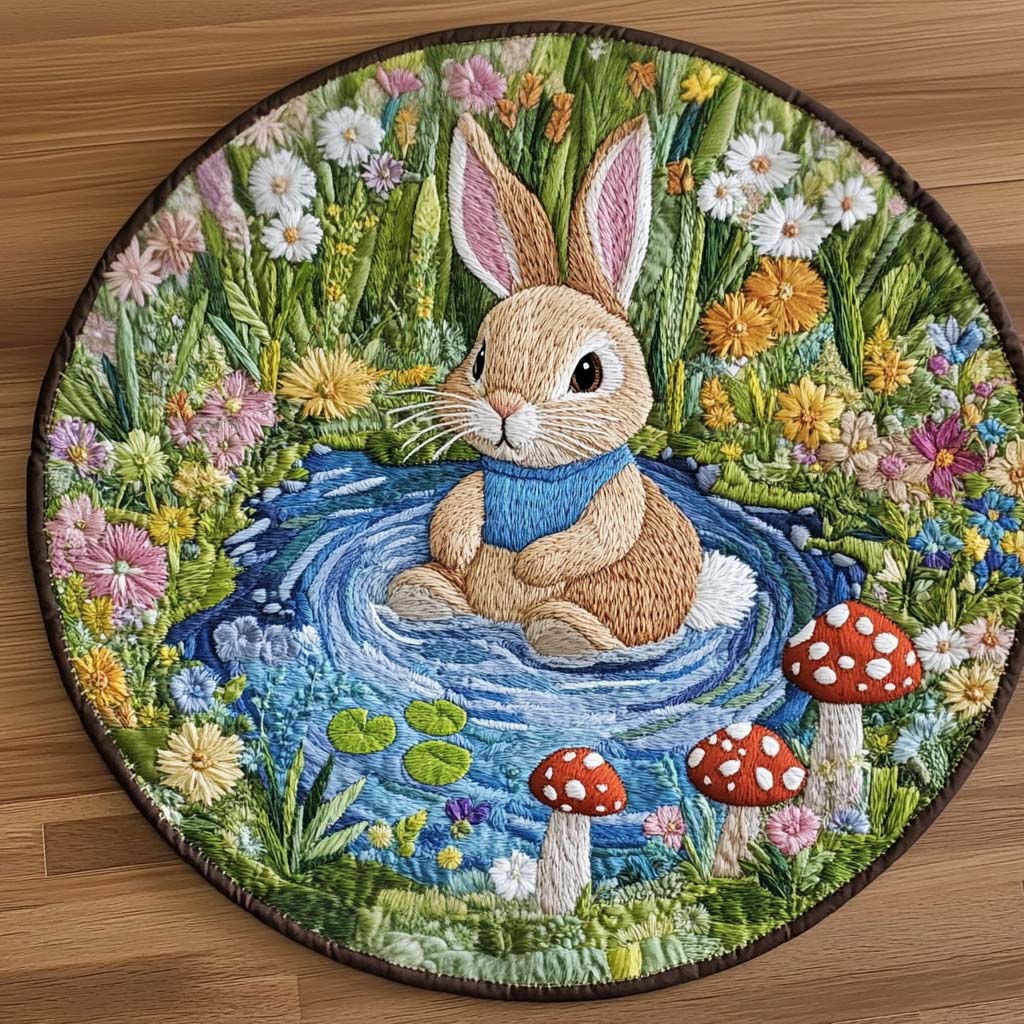 Bunny Dreams Quilted Round Mat Home Decor Styles Best Gifts For Rabbit Lovers