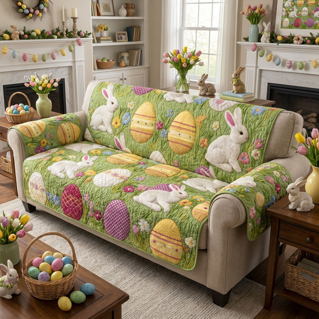 Bunny Garden Glow Quilted Sofa Cover Couch Covers Sofa Cover Easter Presents For Family