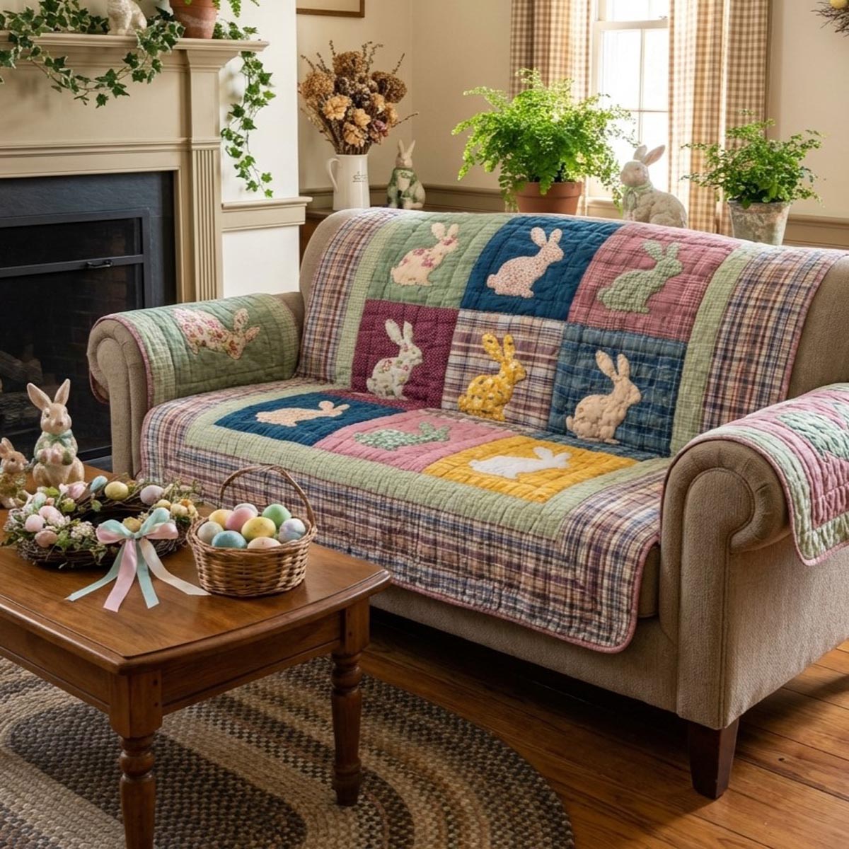 Bunny Garden Quilted Sofa Cover The Best Sofa Slipcovers Unique Easter Gifts