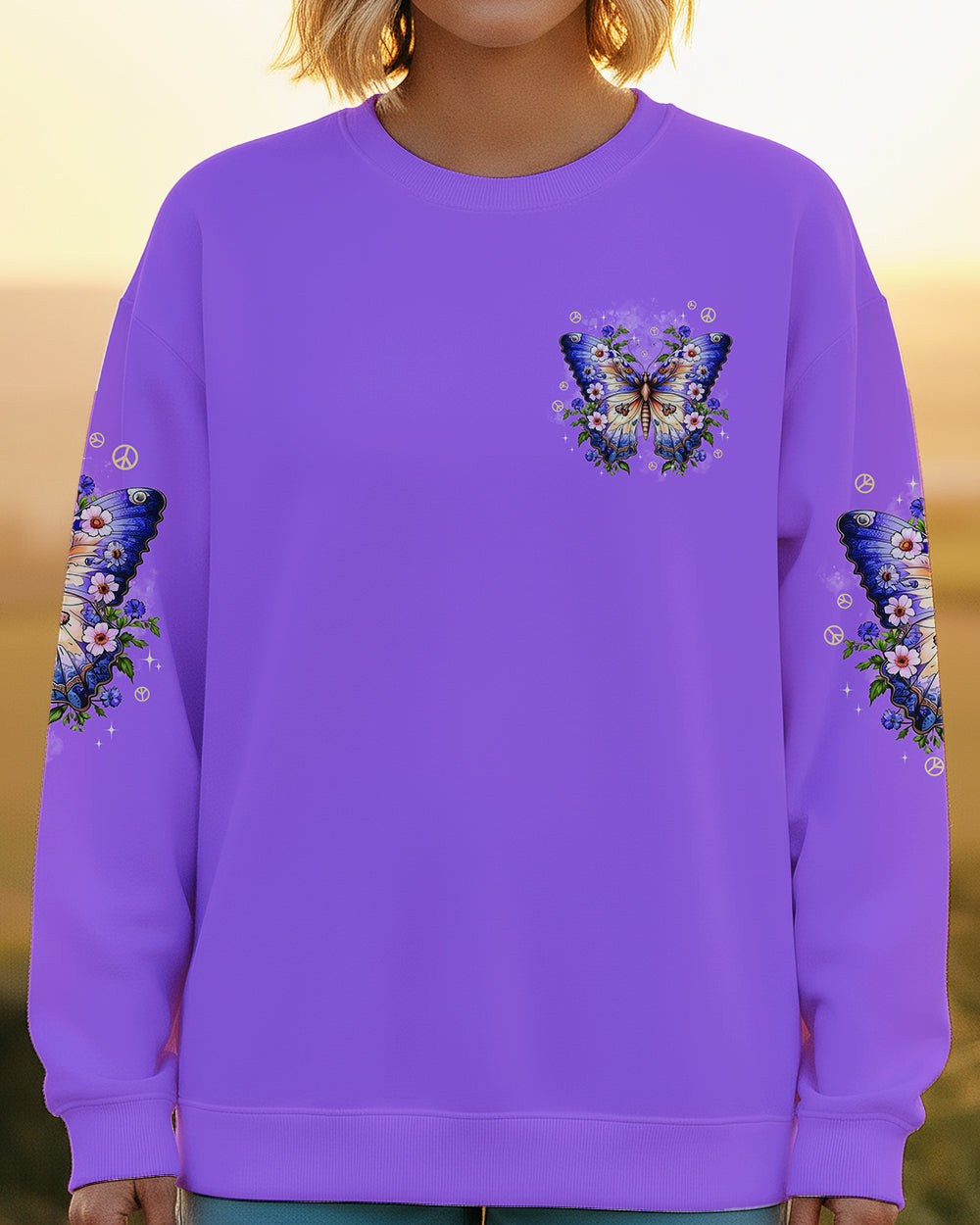 Butterfly Always Believe In The Impossible Sweatshirt Floral Peace Motivational Gift For Women - Image 2